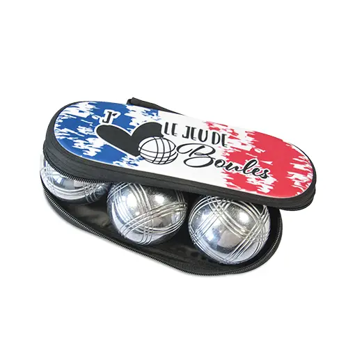 Bouletasche für 3 Boule-Kugeln und Zielkugel, Schwarz, Größe 230 x 90 x 60 mm