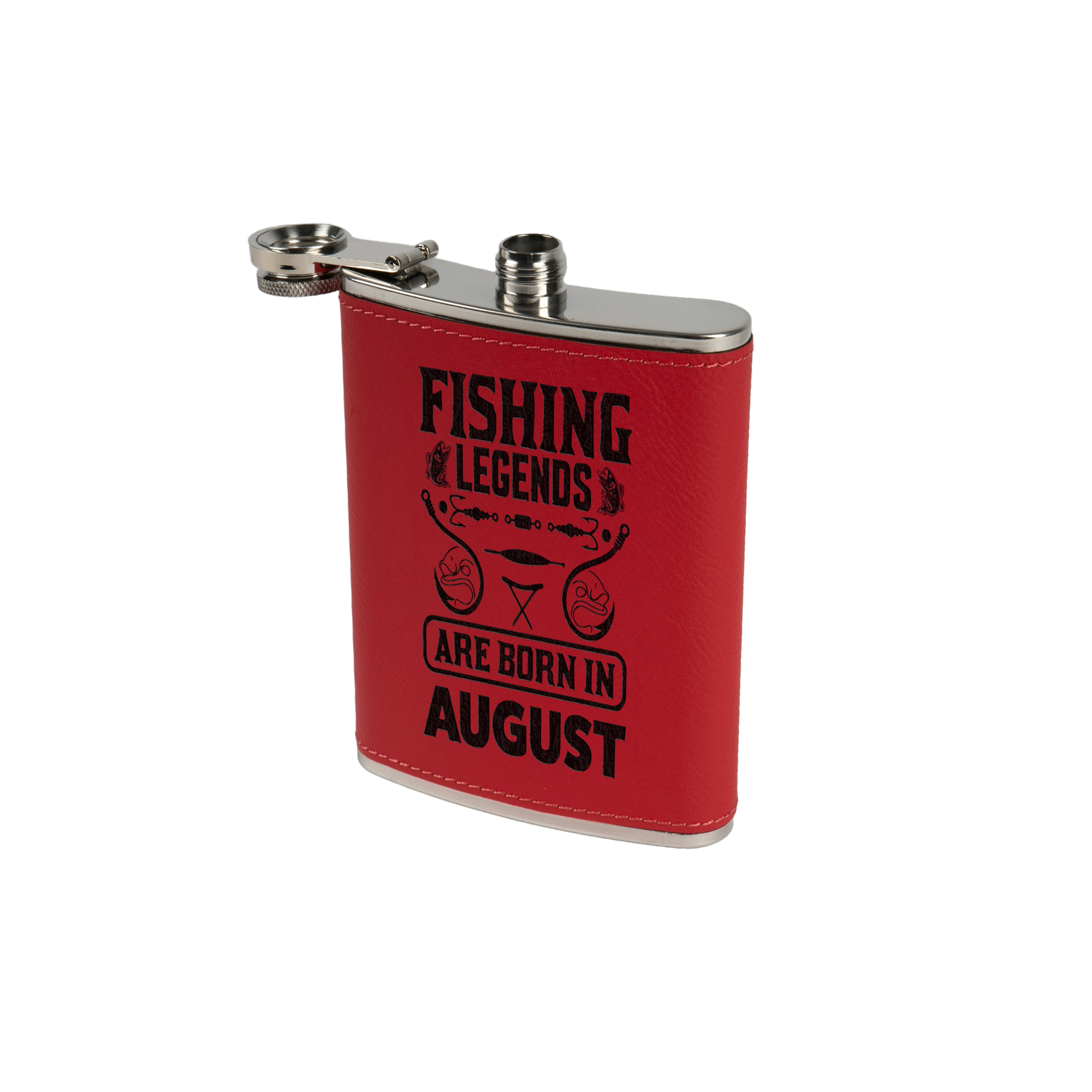 Flasque laser en acier inoxydable avec revêtement en similicuir 6oz/177 ml, 96 x 110 x 23 mm, div. couleurs