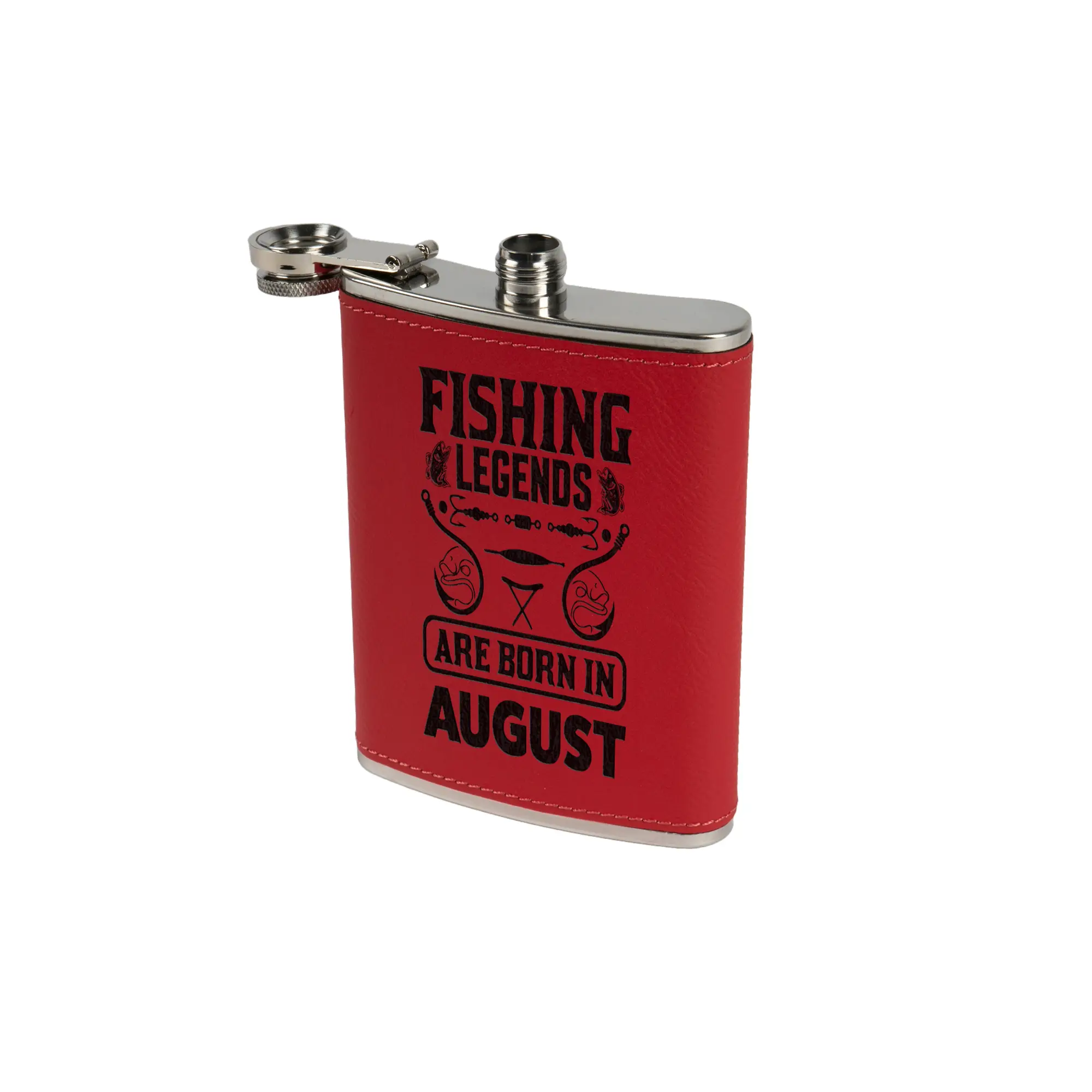 Laser Flachmann aus Edelstahl mit Kunstleder-Beschichtung 6oz/177 ml, 96 x 110 x 23 mm, div. Farben