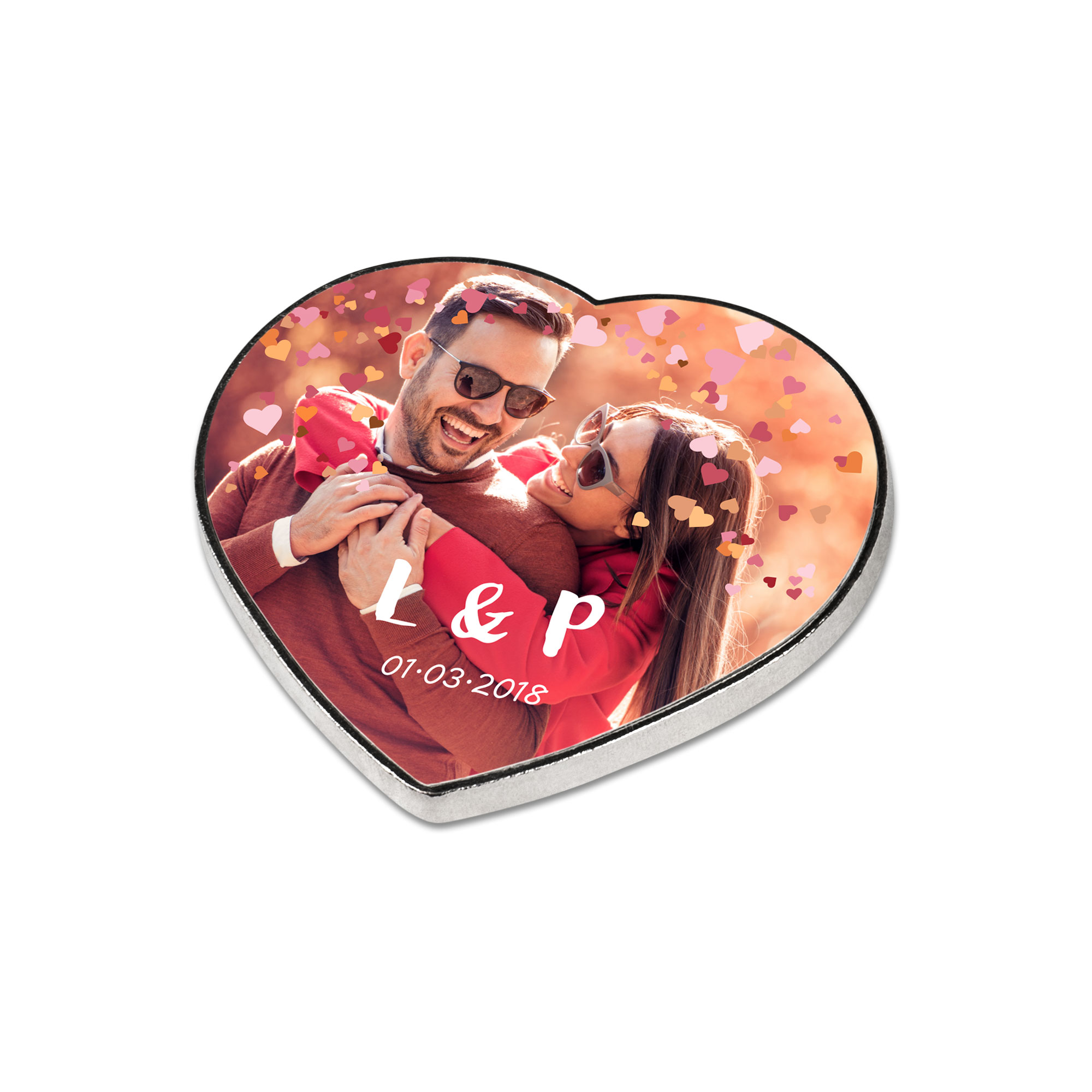 Aimant métallique argenté avec insert en aluminium blanc imprimable, différentes versions