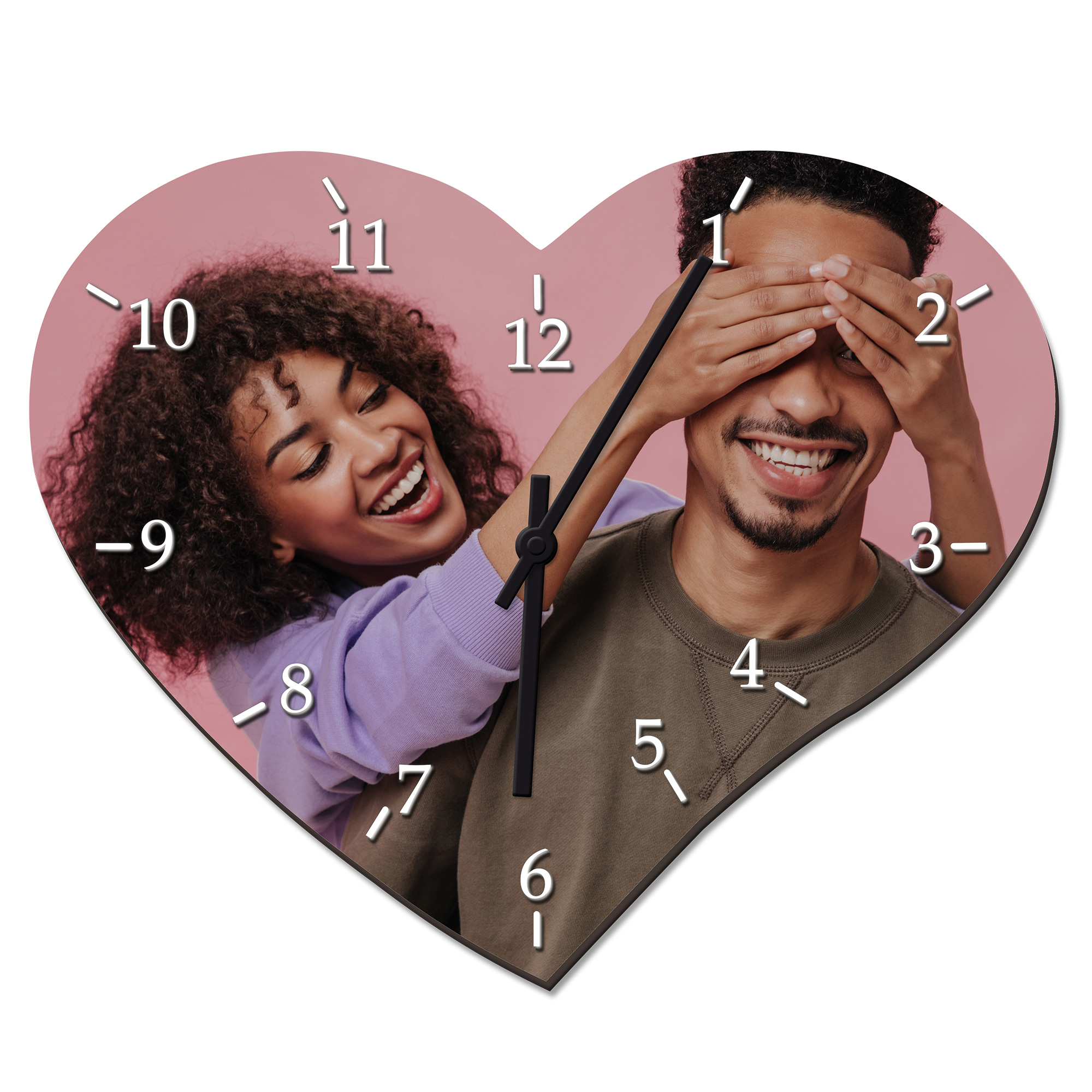 Hardboard wall clock heart shape, various versions Hardboard wall clock heart shape, various versions
