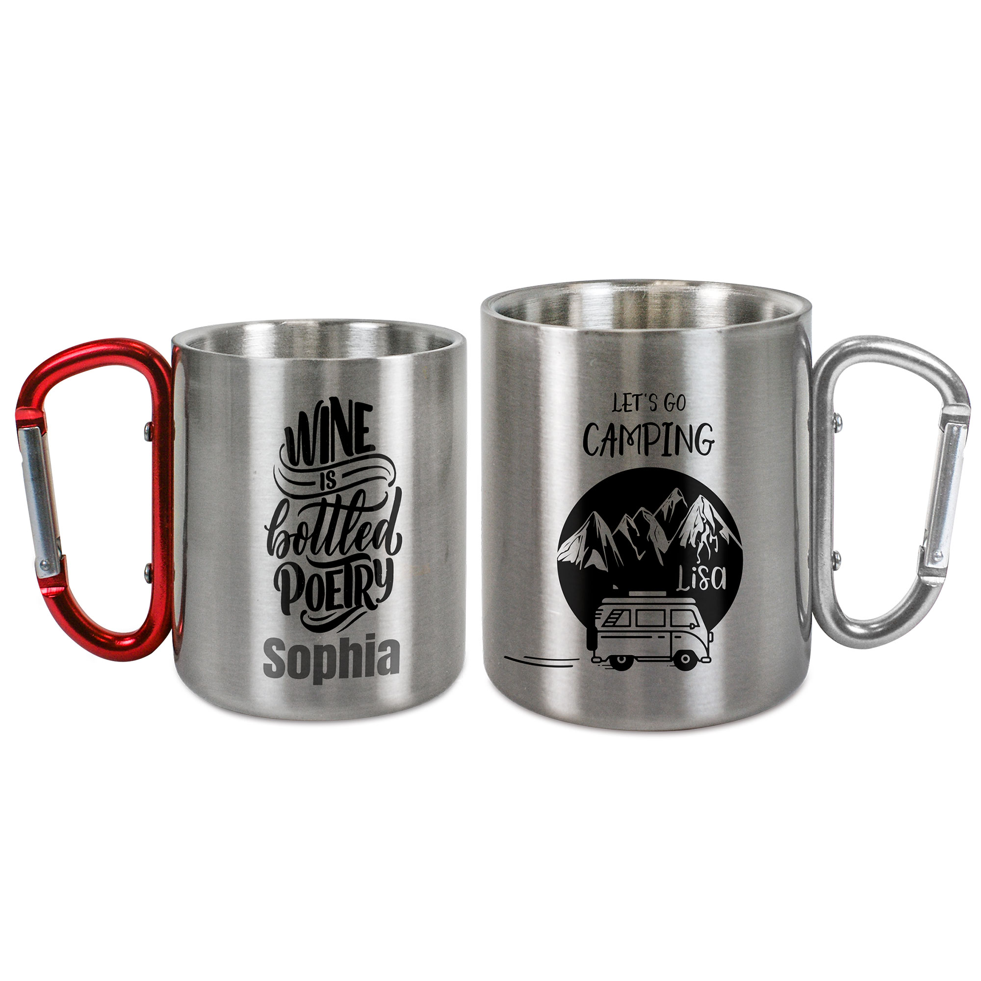 Edelstahltasse TREK-, mit Karabiner, für Sublimation