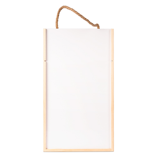 Coffret à vin en bois de pin, en couleur naturelle, pour deux bouteilles, avec couvercle coulissant blanc