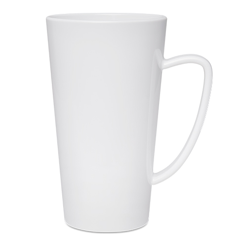Mug LATTE en plastique en forme conique, 17oz, couleur blanc brillant, résistante au lave-vaisselle, 12 pcs./couche, 24 pcs./carton