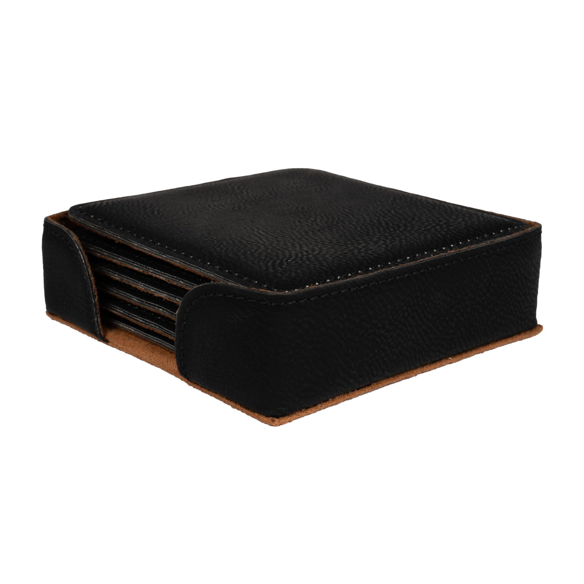 Set de dessous de verre laser en similicuir 100 x 100 mm Set de 6 pièces avec support, div. couleurs