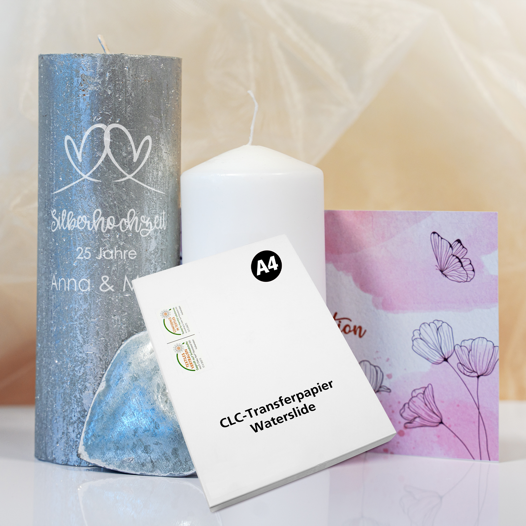 Transferpapier White Option für Waterslide, Format DIN A4, Pack à 100 Blatt 