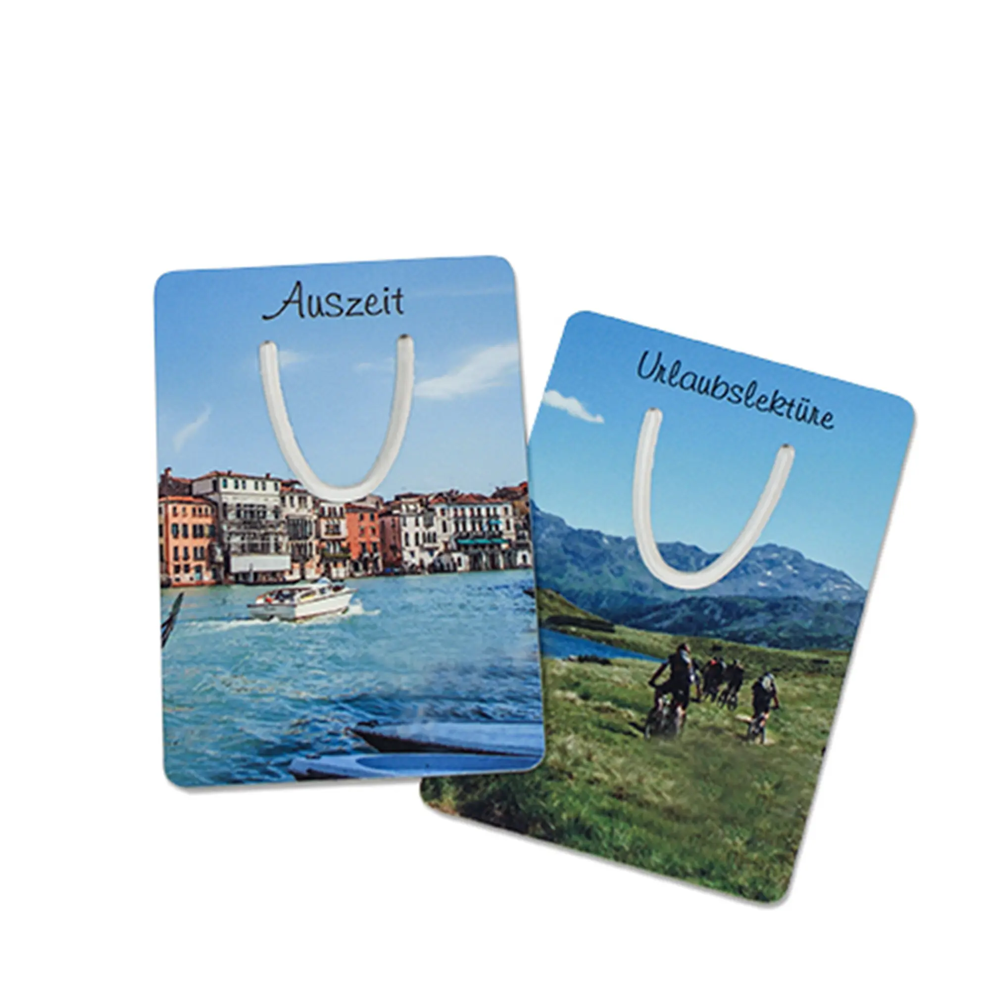 Alu-Lesezeichen 50 x 75 mm, 0,75 mm stark, Farbe Weiß-glänzend