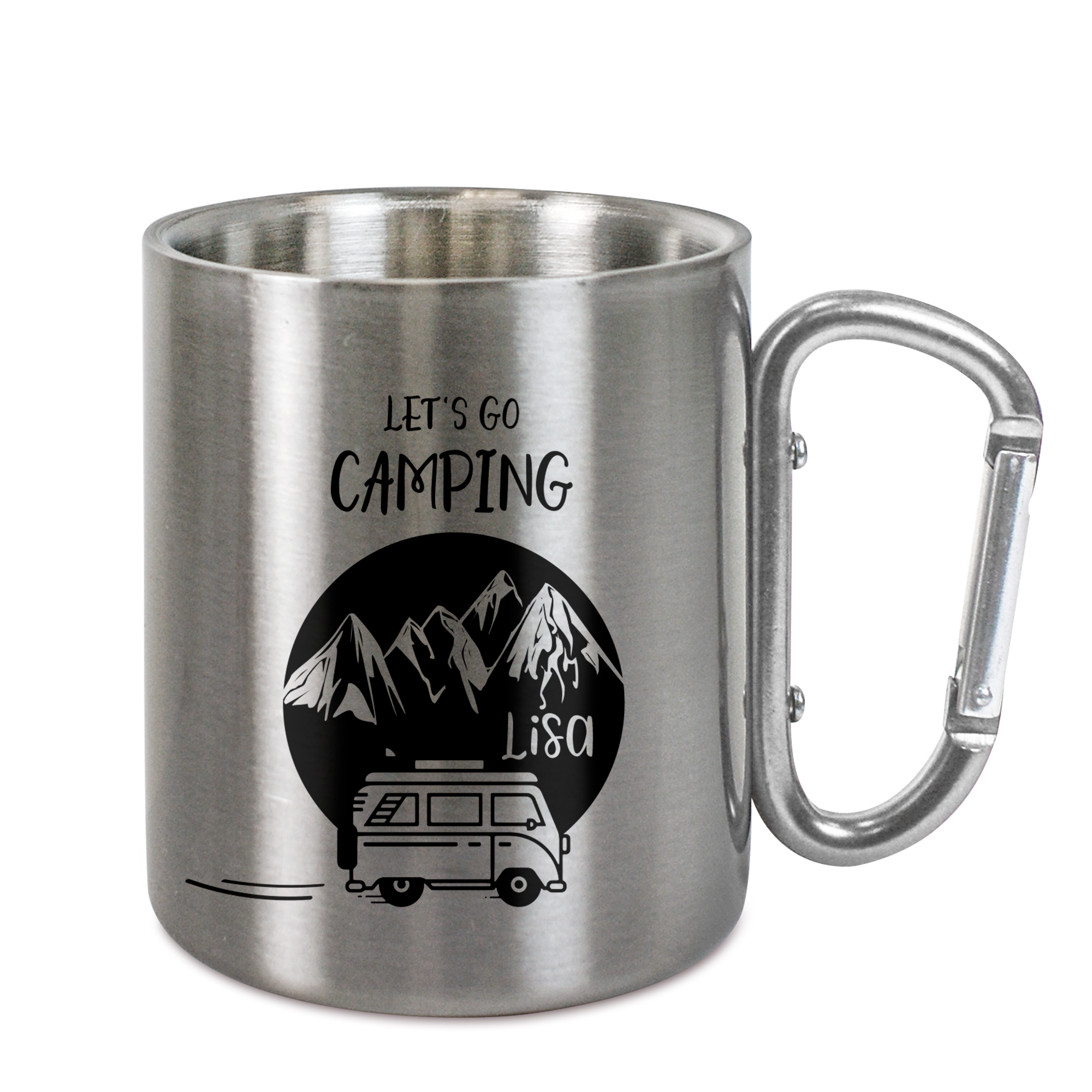 Edelstahltasse TREK-, mit Karabiner, für Sublimation