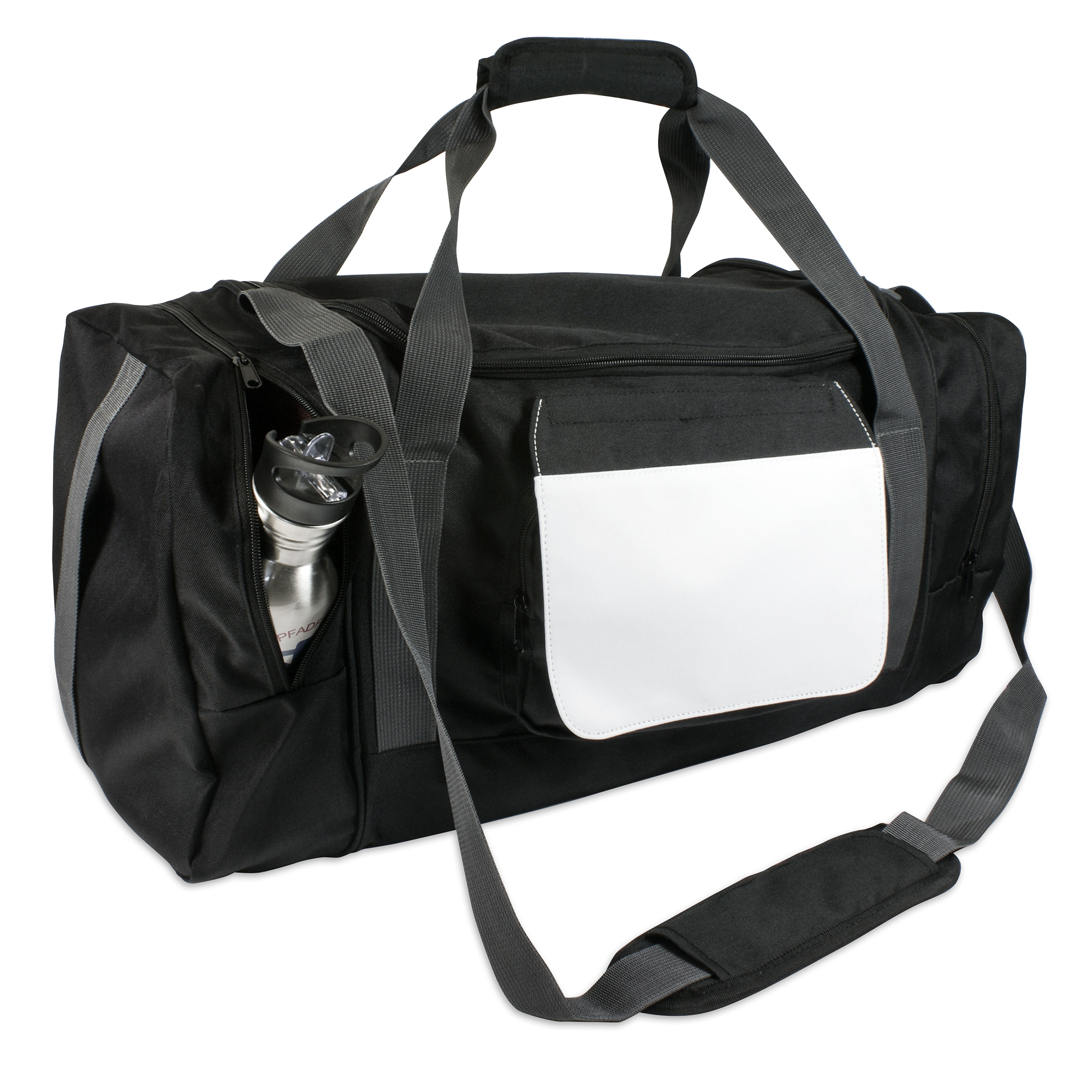 Sac de sport FLORIDA, avec rabat interchangeable, noir, taille (LxHxP) 600 x 270 x 300 mm, 20 pcs./carton