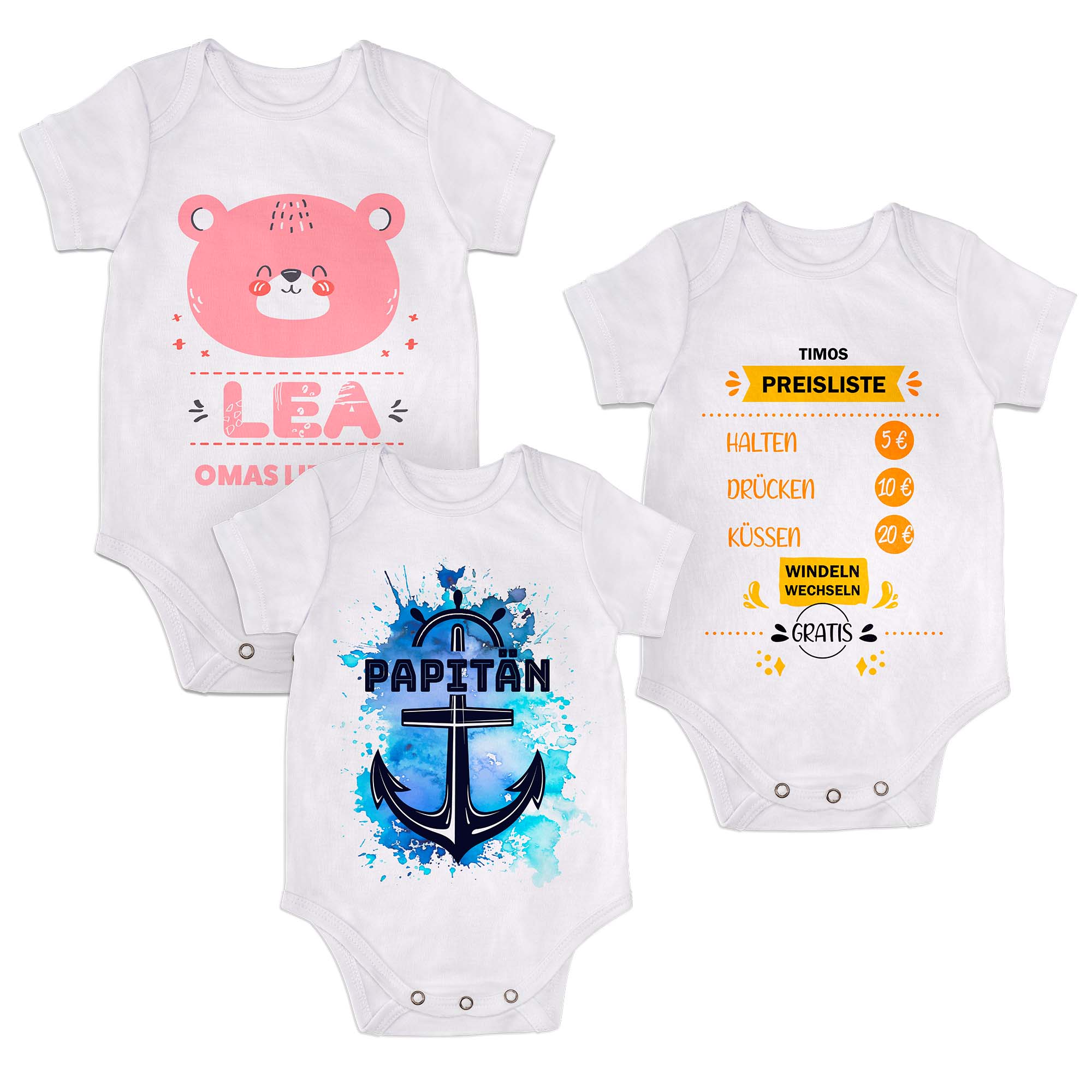 Baby Body weiß, Kurzarm, versch. Größen