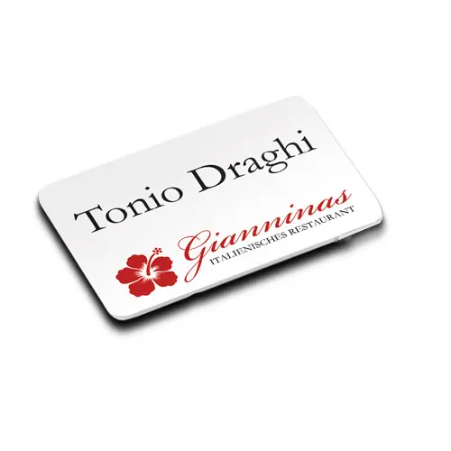 UNISUB Namensschild, Größe 50 x 75 x 2 mm, Einseitig bedruckbar, Weiß-glänzend, 150 St./Karton