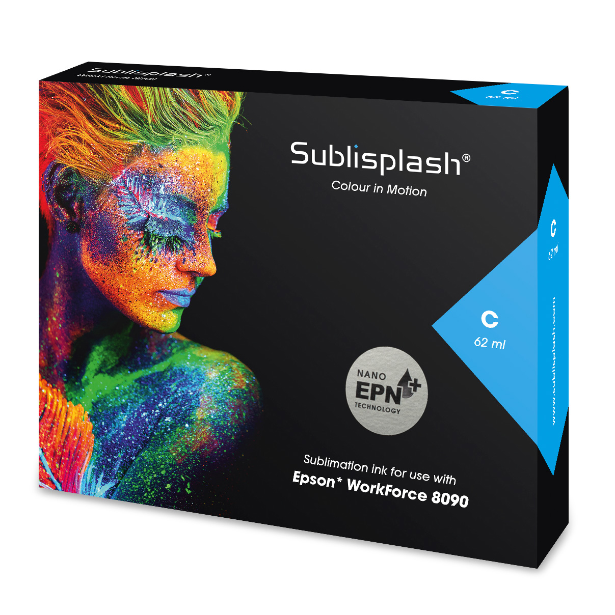 Sublisplash® EPN+ für Epson Workforce 8090, 62/120 ml Kartuschen, div. Farben