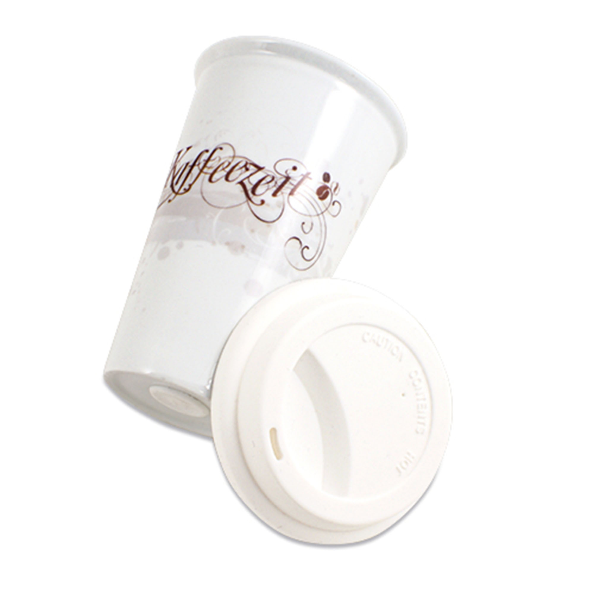 Eco-mug en porcelaine HENRY avec couvercle 11oz, lavage main recommandé, 1 pcs./box, 12 pcs./carton