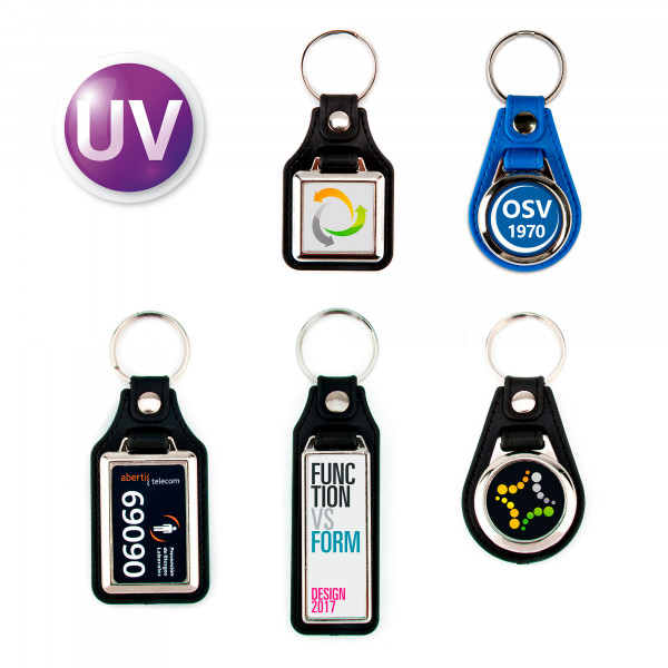 UV Multiplexx Schlüsselanhänger, Metall, Kunstleder, versch. Ausführungen