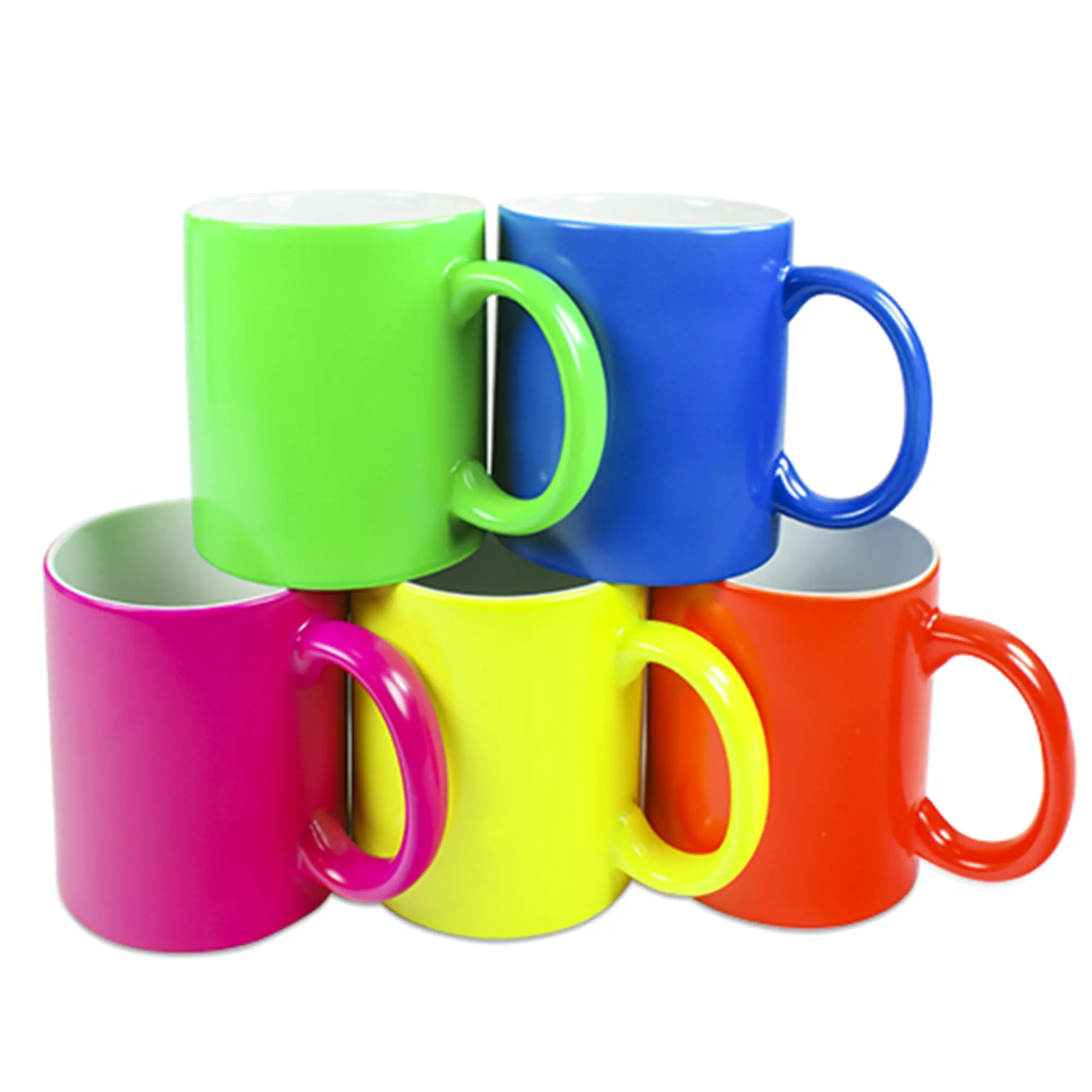 Ceramic mug 11oz, with neon surface, various colours