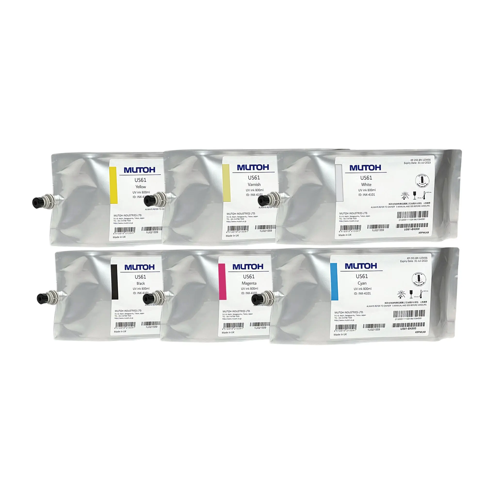 US61 Flex LED UV Ink, various colours, 800 ml ink pack