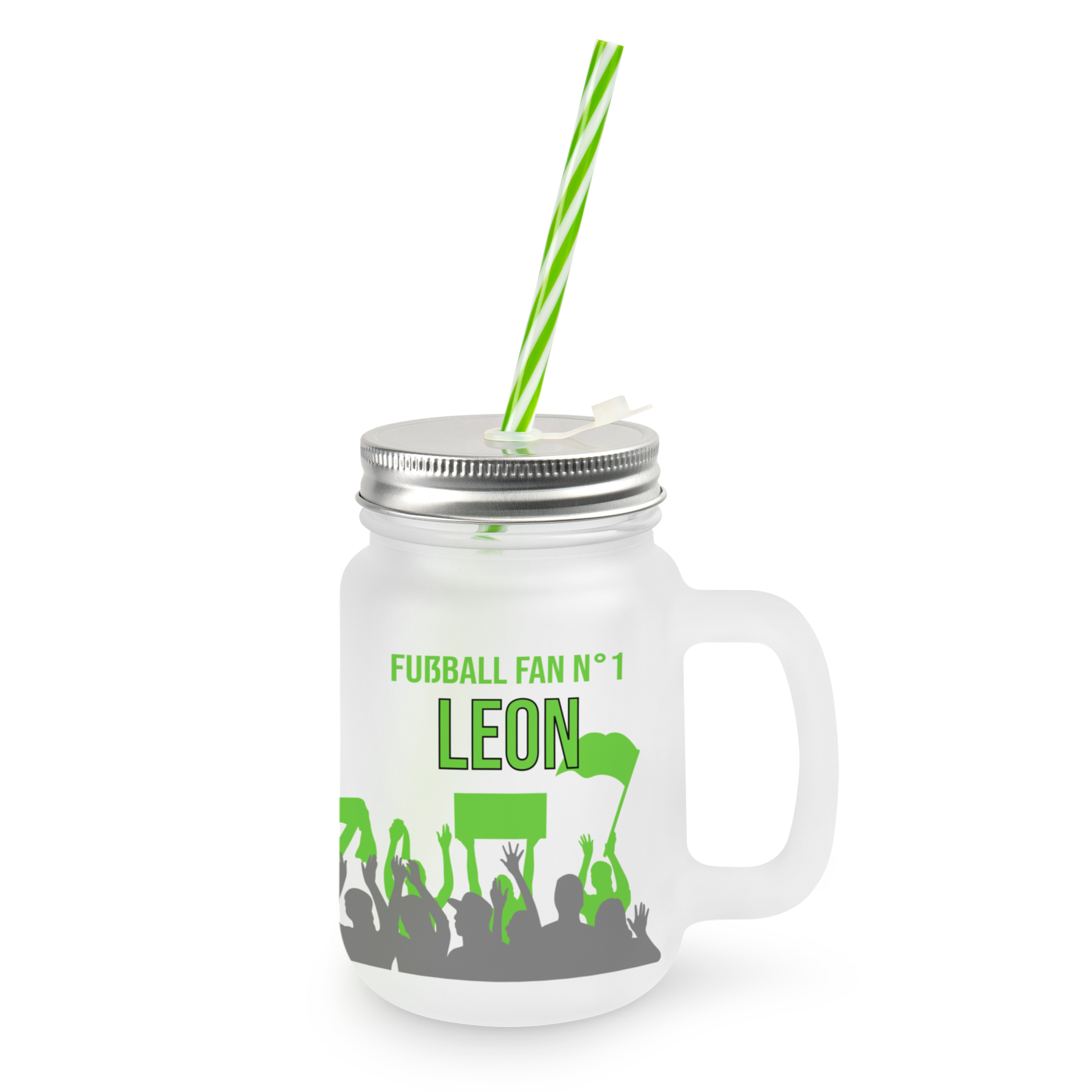 Mason Jar en verre avec anse, couvercle et une paille, différentes versions