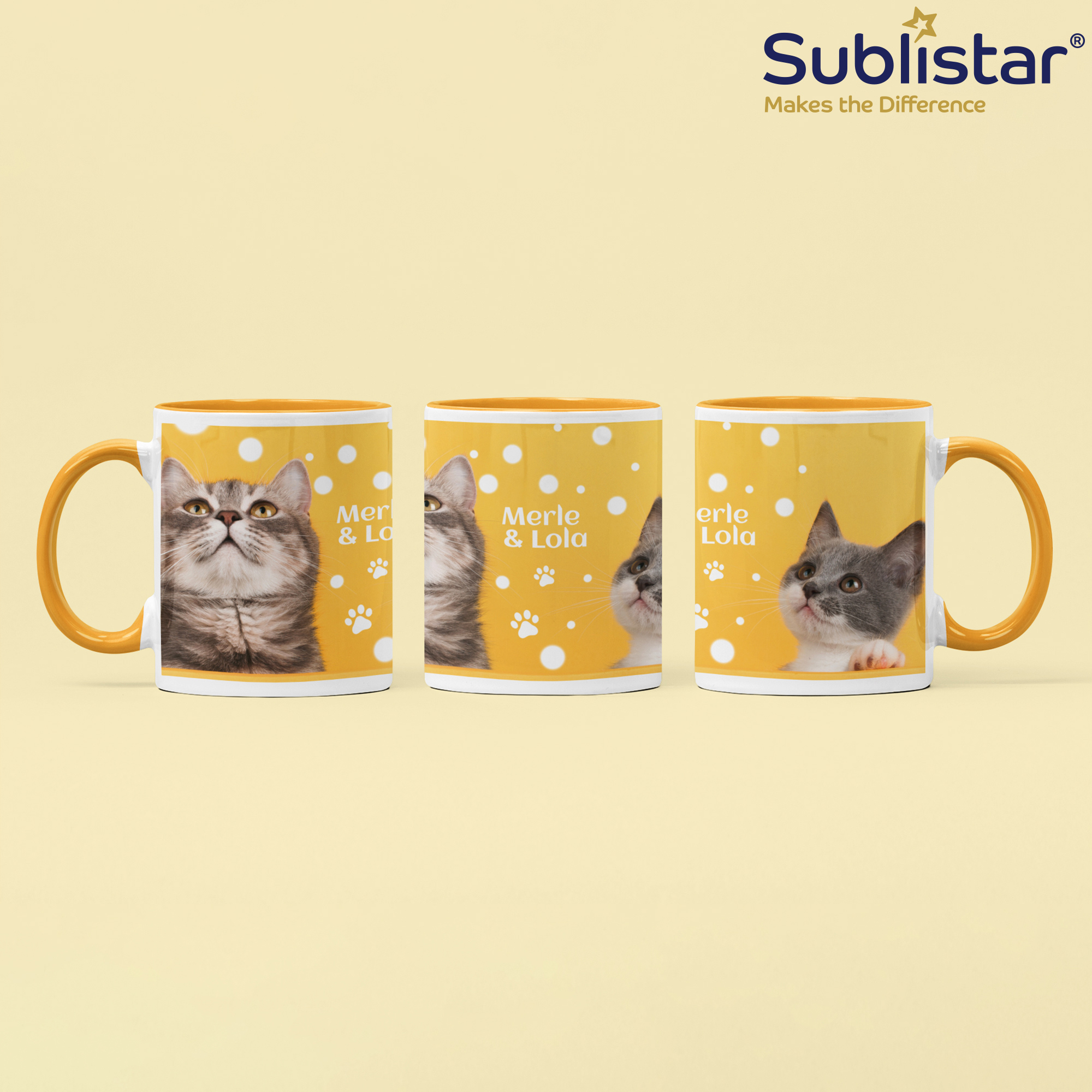 Tasse en céramique TWO TONES & HANDLE 11oz, Sublistar®-Coating, diverses couleurs