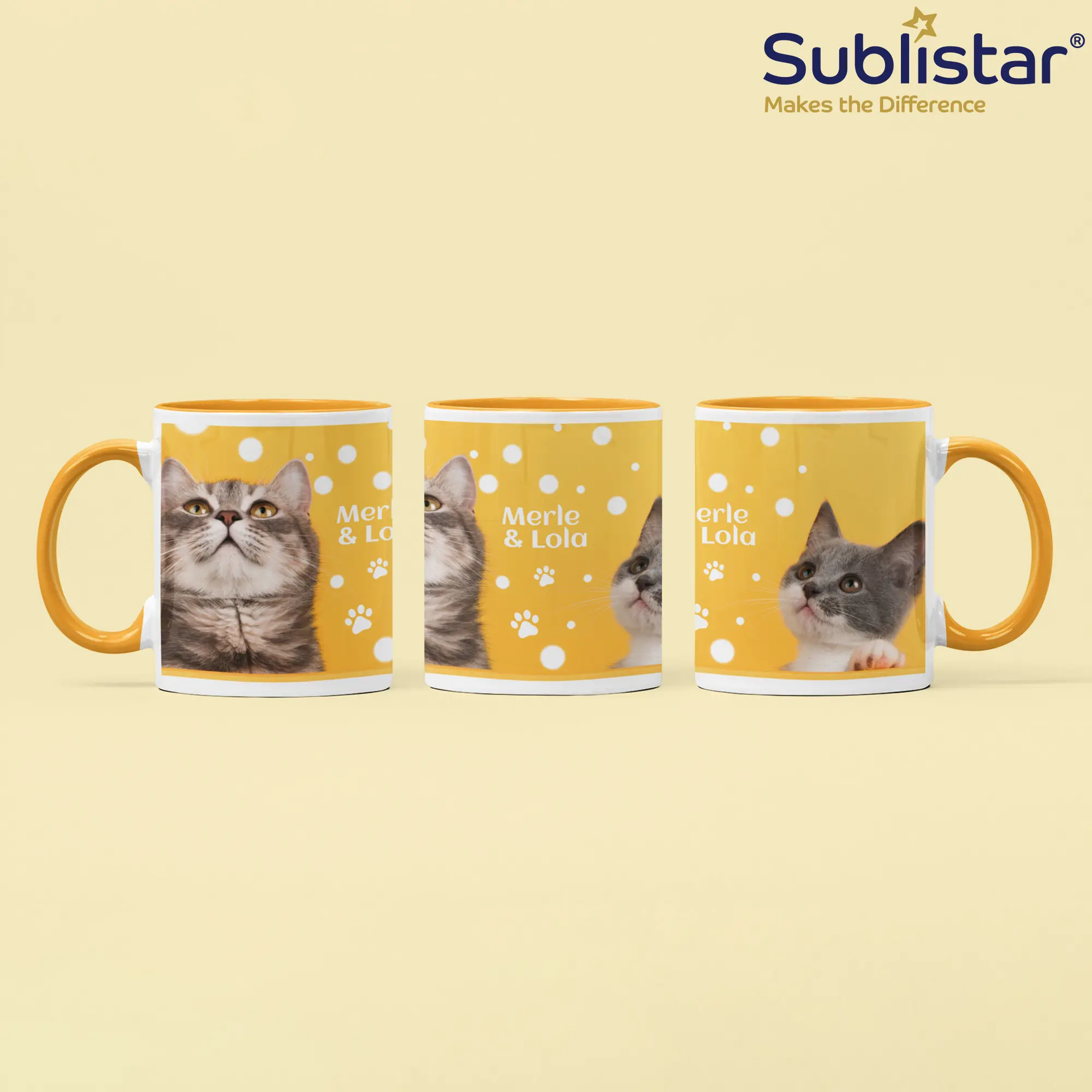 Keramiktasse TWO TONES & HANDLE 11oz, Sublistar®-Coating, div. Farben