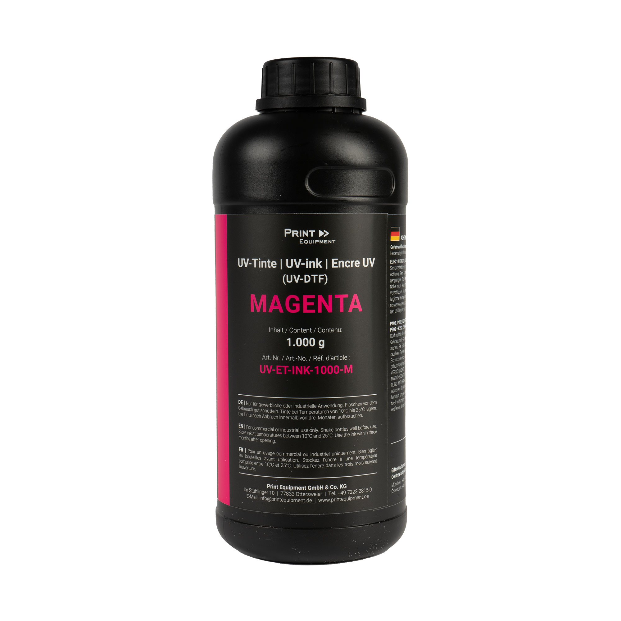 Encre UV pour système d'impression UV-DTF, diverses couleurs, bouteille de 1.000 ml