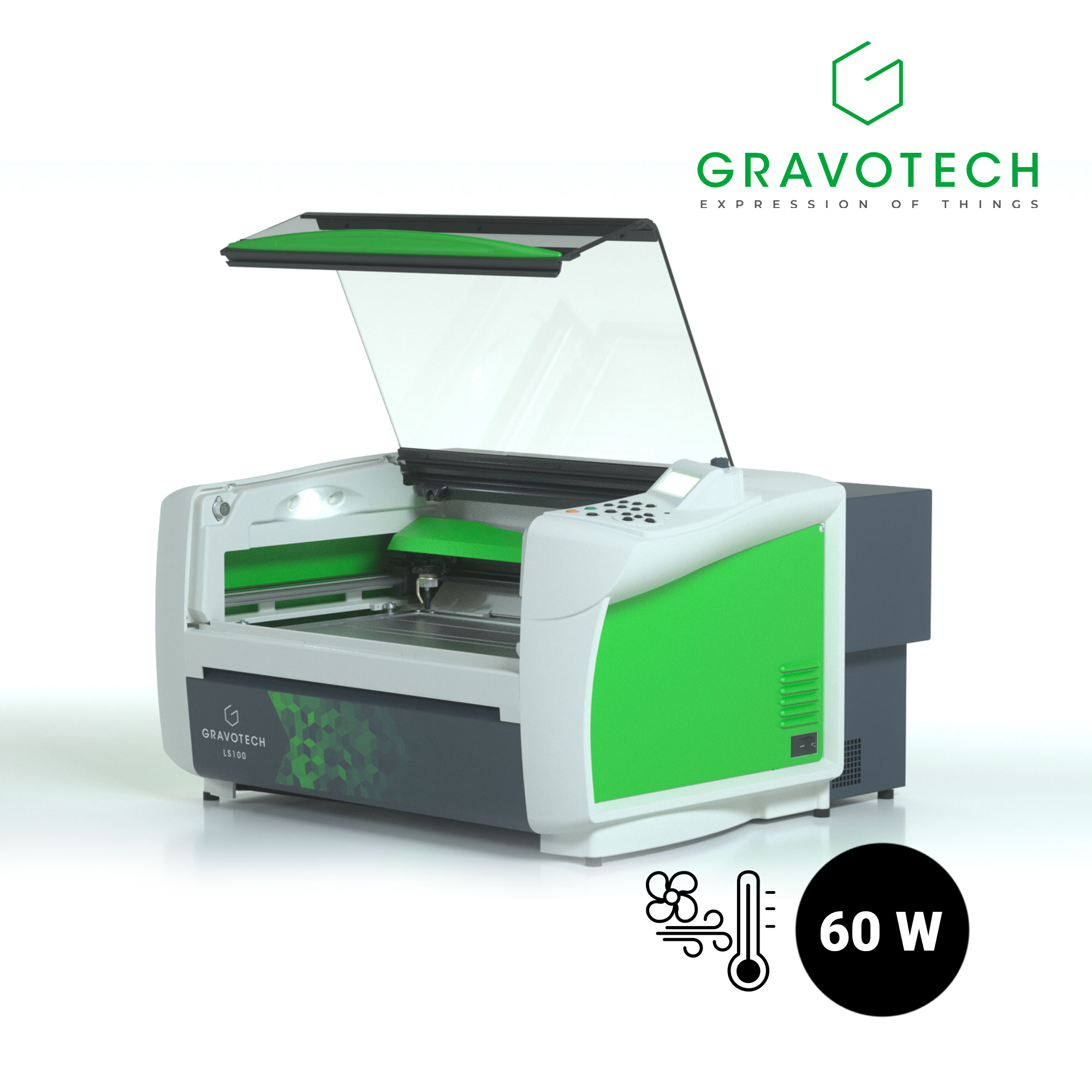 Gravotech LS100 CO2 Lasergravierer, 60 Watt CO2 Laser mit Luftkühlung