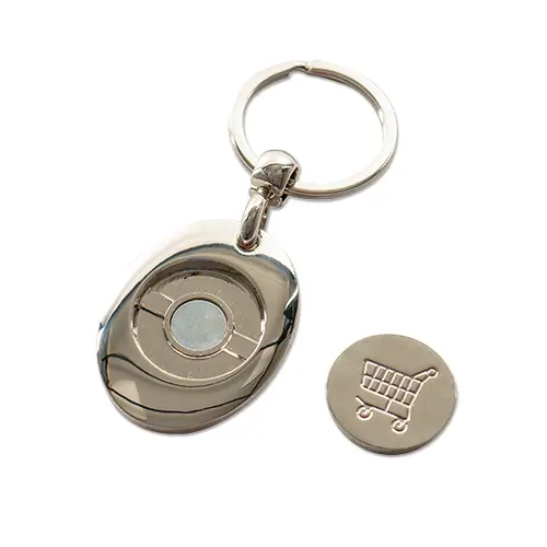 Schlüsselanhänger mit Einkaufswagenchip, 30 x 85 mm