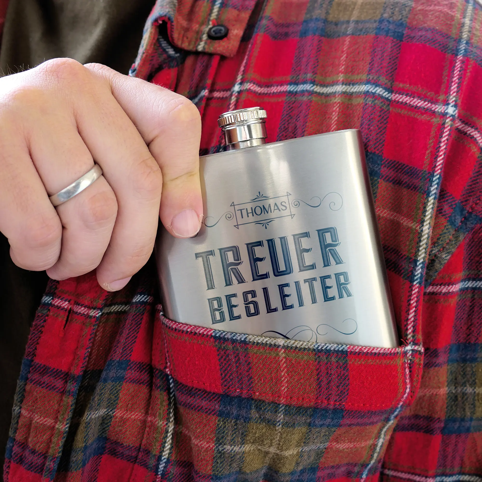 Flachmann aus Edelstahl, Füllmenge 7oz, silber, 1 St./Pack, 100 St./Karton