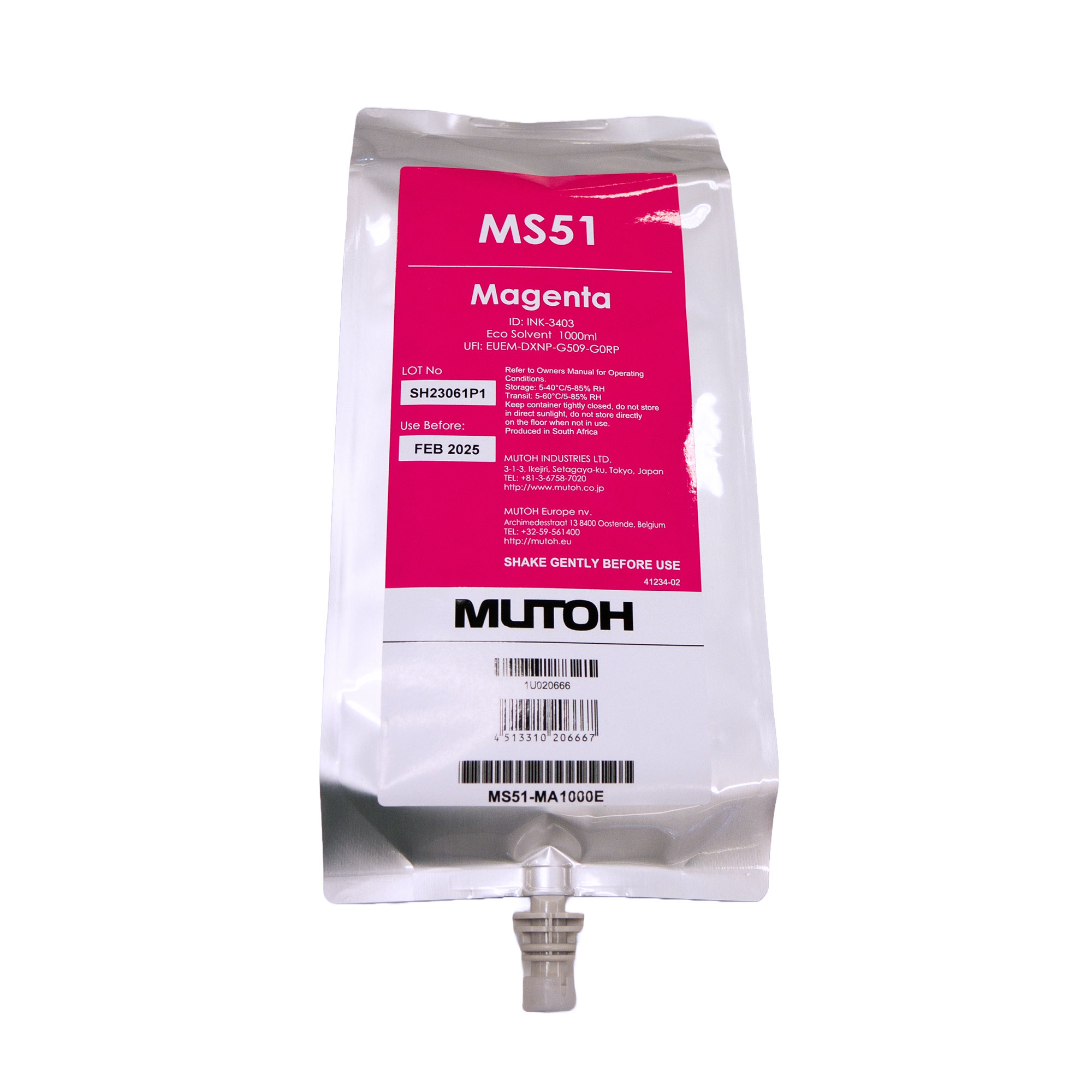 MS51 Eco Solvent Ink für XpertJet 1341 / 1641 / 1682, div. Farben, 1.000-ml-Beutel