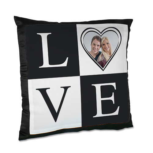 Sublistar® Kissenbezug schwarz satiniert mit weißem Druckfeld, 100% Polyester, Größe 45 x 45 cm