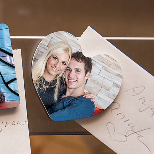 UNISUB Magnet pour réfrigérateur Ø 60 mm coeur, épaisseur 2 mm, imprimable recto, blanc brillant, 50 pcs./carton