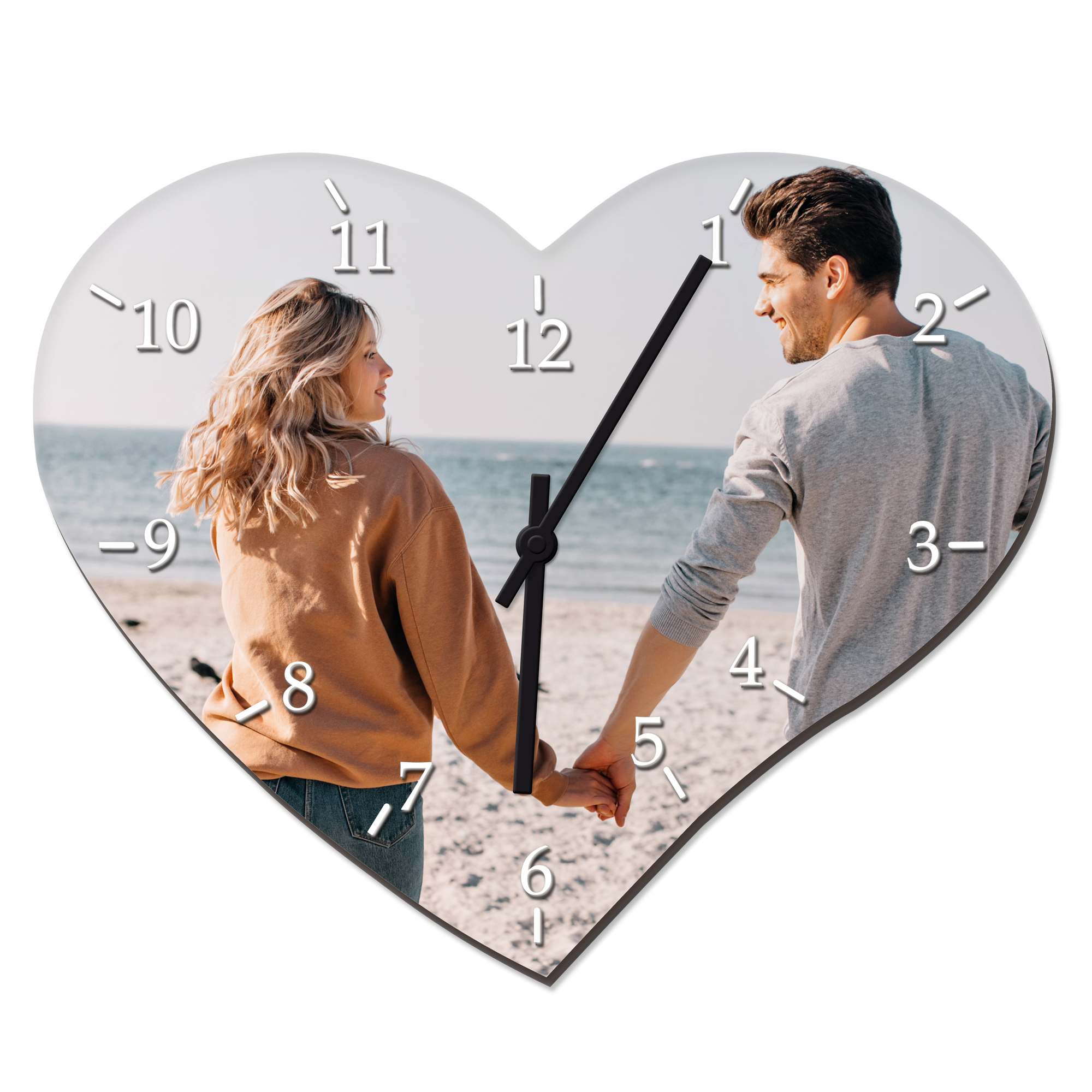 Horloge murale en fibres dures en forme de coeur, diverses versions