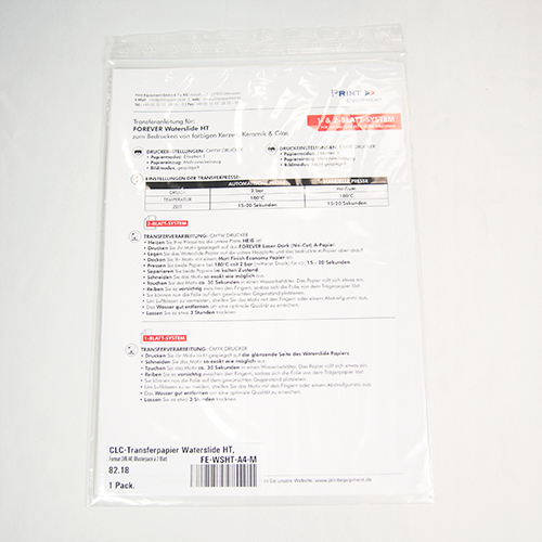 Waterslide HT, format A4, pack échantillon de 2 feuilles Waterslide HT, format A4, pack échantillon de 2 feuilles