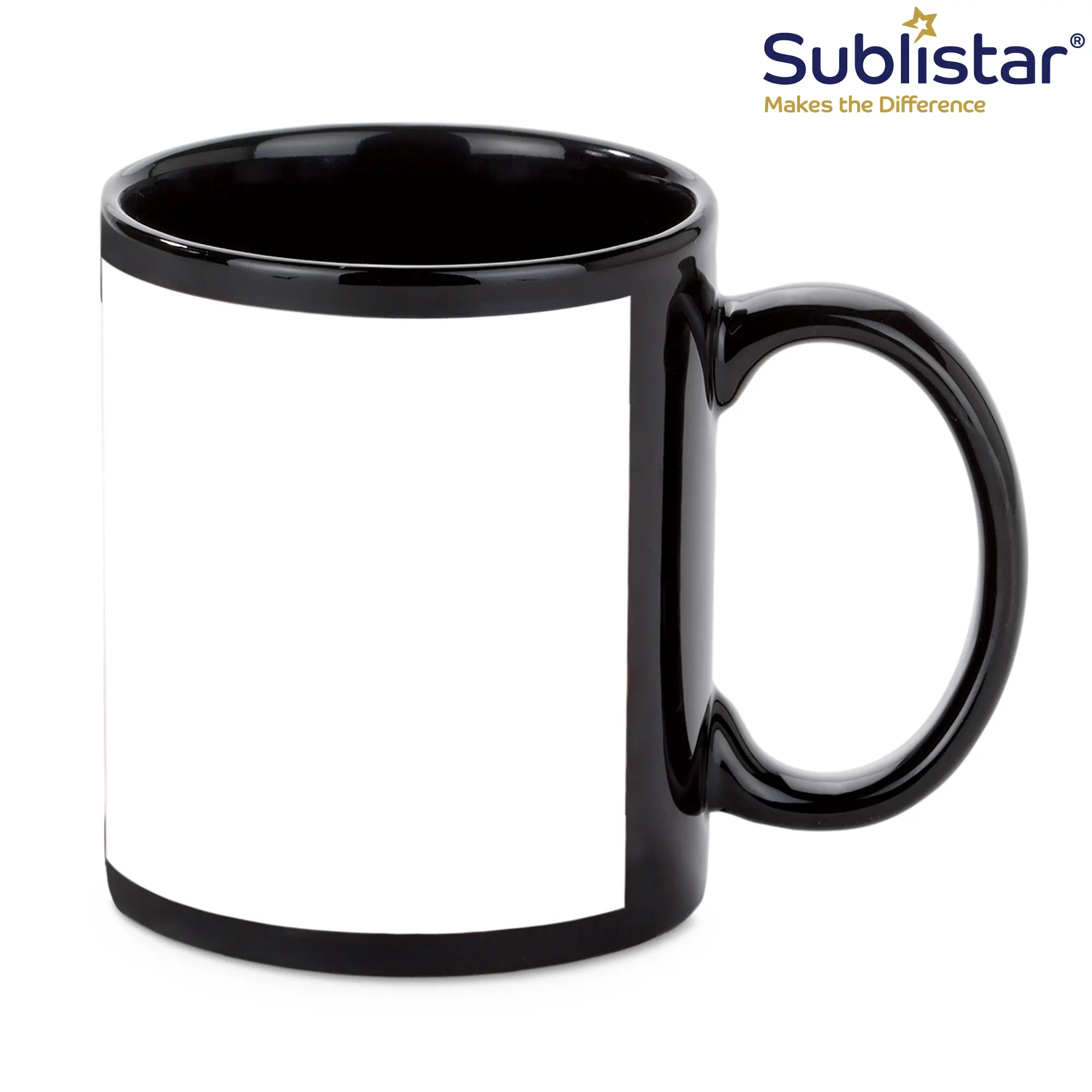 Schwarze Keramiktasse NORA 11oz, Sublistar®-Coating, Handspülung empfohlen, 12 St. Lage, 36 St./Karton