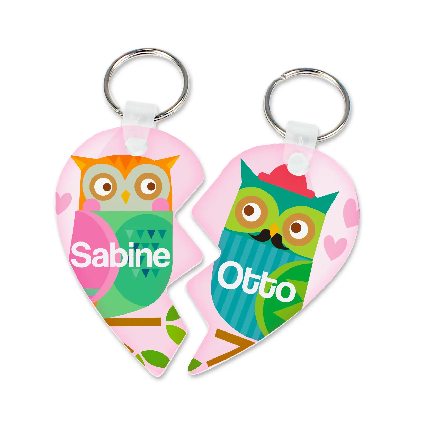 UNISUB Alu-Schlüsselanhänger Herz 2-teilig, weiß semi-gloss, Beidseitig bedruckbar, Größe 80 x 69 mm