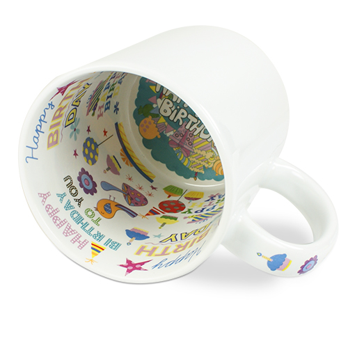 Keramik-Mottotasse 11oz weiß, mit Innendruck