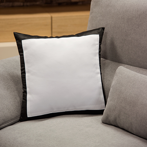 Sublistar® Kissenbezug schwarz satiniert mit weißem Druckfeld, 100% Polyester, Größe 45 x 45 cm