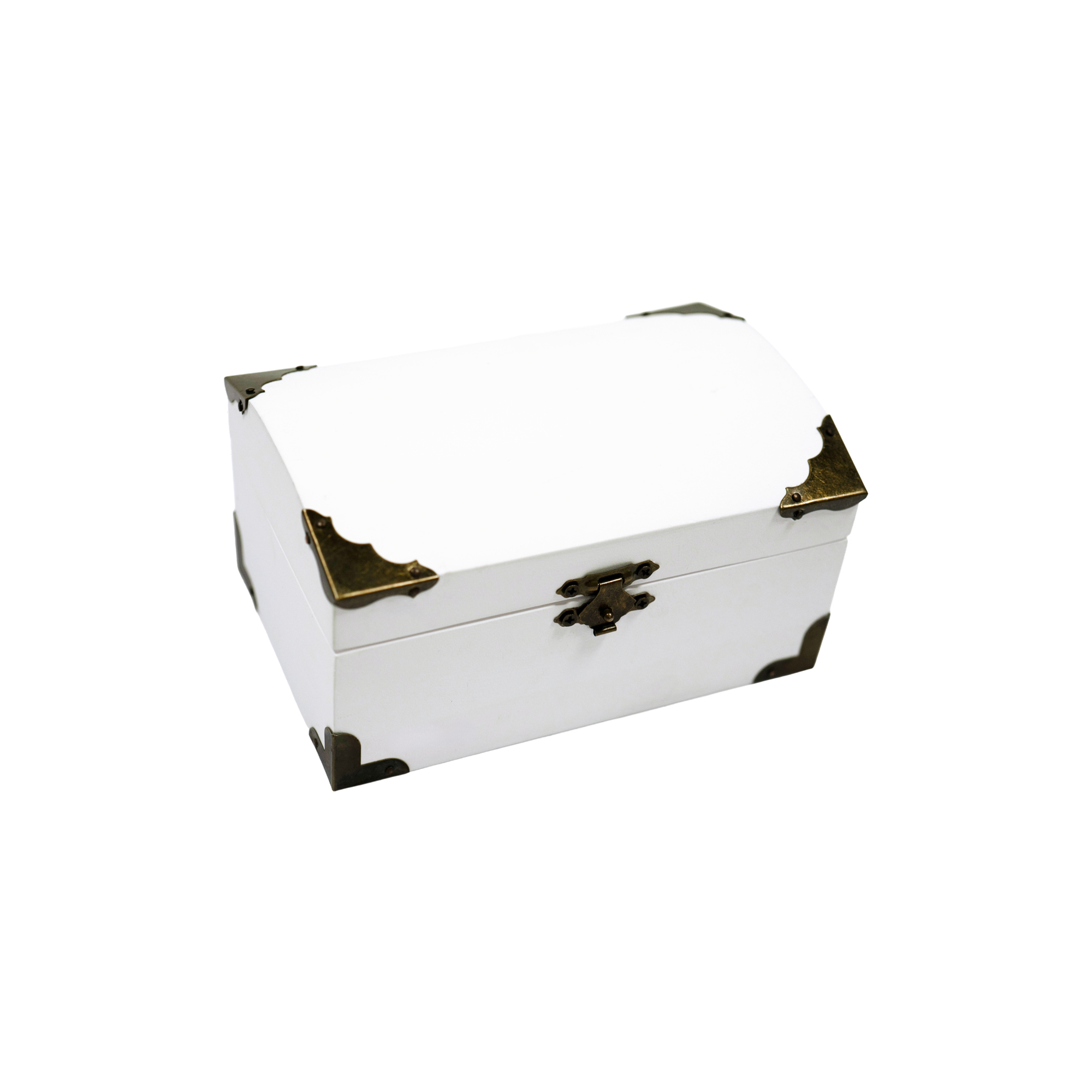 Coffre au trésor en bois blanc avec coins et charnières métalliques pour UV, 100 x 150 mm, hauteur 70/80 mm, 54 pcs./carton