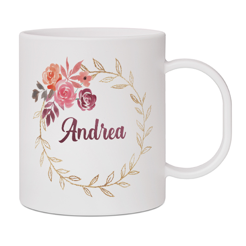 Tasse en plastic 11oz, couleur blanc,  diverses versions