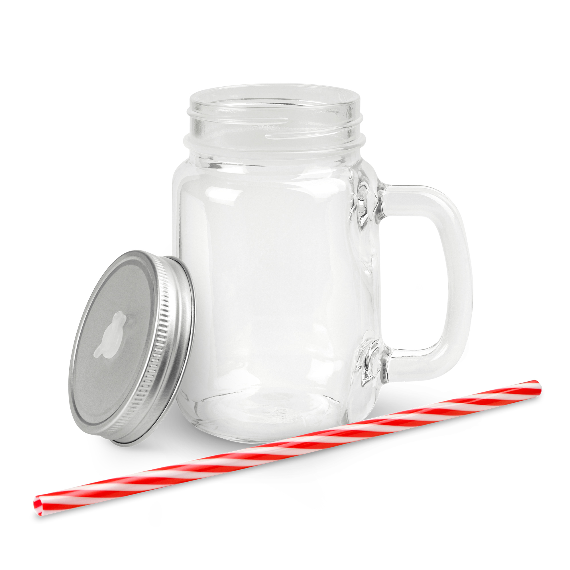 Mason Jar Henkelglas mit Deckel und Trinkhalm Mason Jar Henkelglas mit Deckel und Trinkhalm