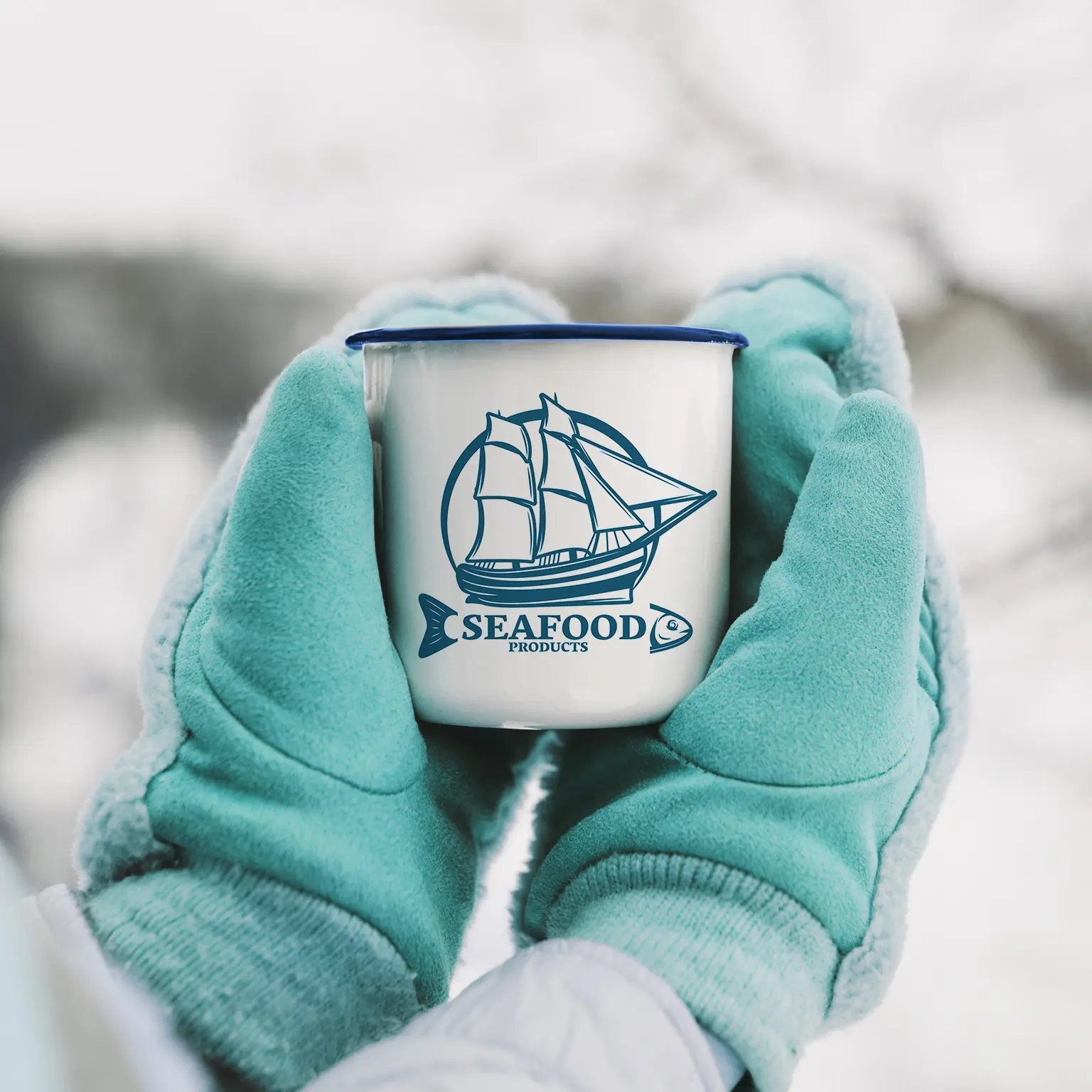 Emailletasse weiß 12oz, mit farbigem Tassenrand, div. Randfarben