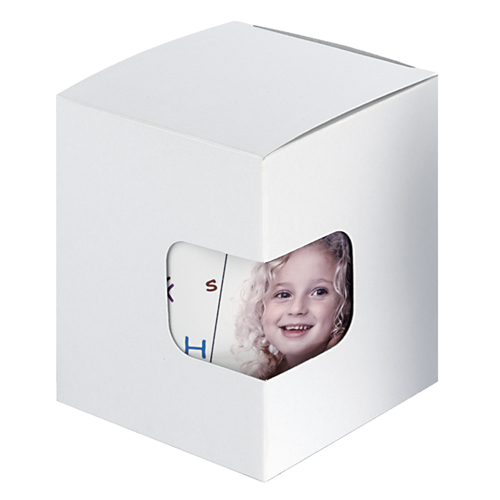 Geschenkkarton klein mit Sichtfenster, Farbe Weiß, Größe 95 x 90 x 110 mm
