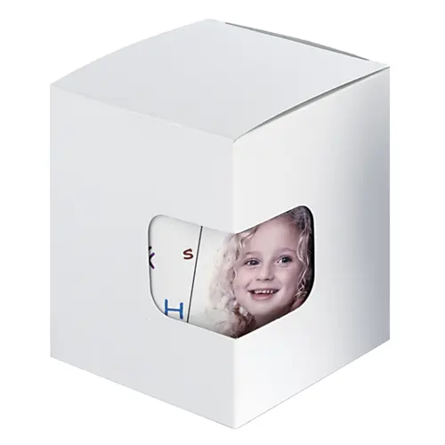 Geschenkkarton klein mit Sichtfenster, Farbe Weiß, Größe 95 x 90 x 110 mm