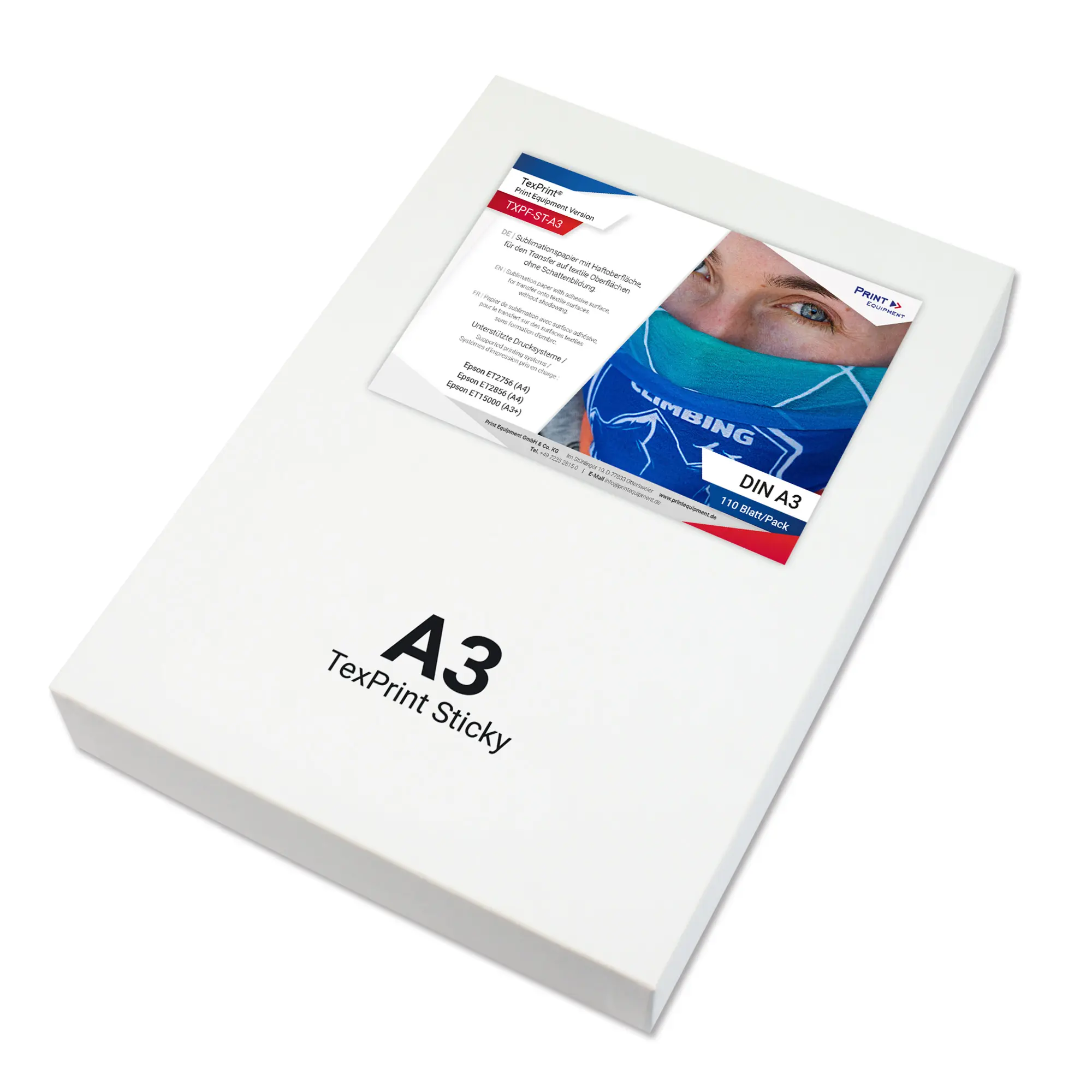 TexPrint® Sticky, Sublimationspapier mit Haftoberfläche, div. Formate, 110 Blatt/Pack