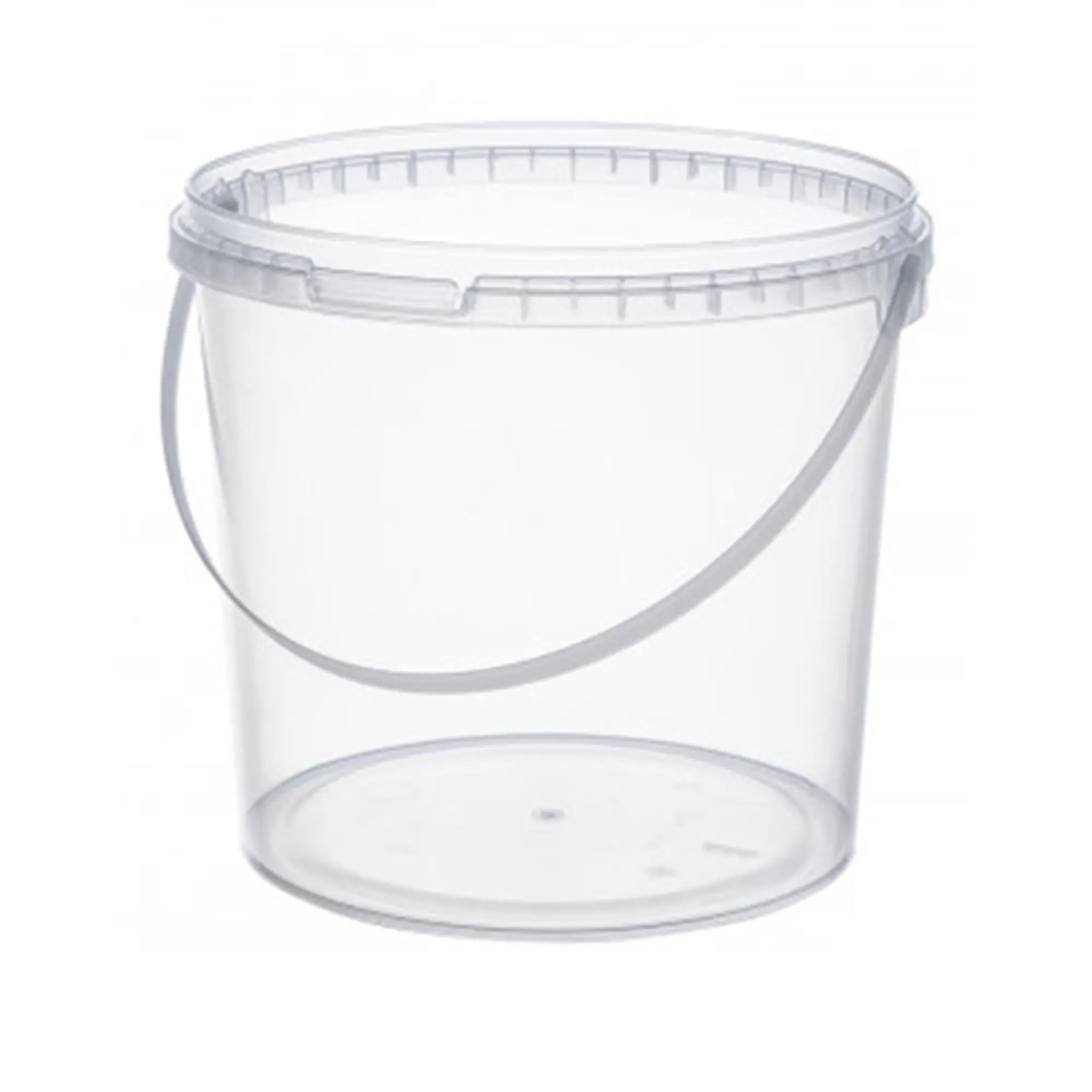 Paint bucket transparent, empty with 2,5 ltr volume, with lid, bag of 50 sets paint bucket & lid