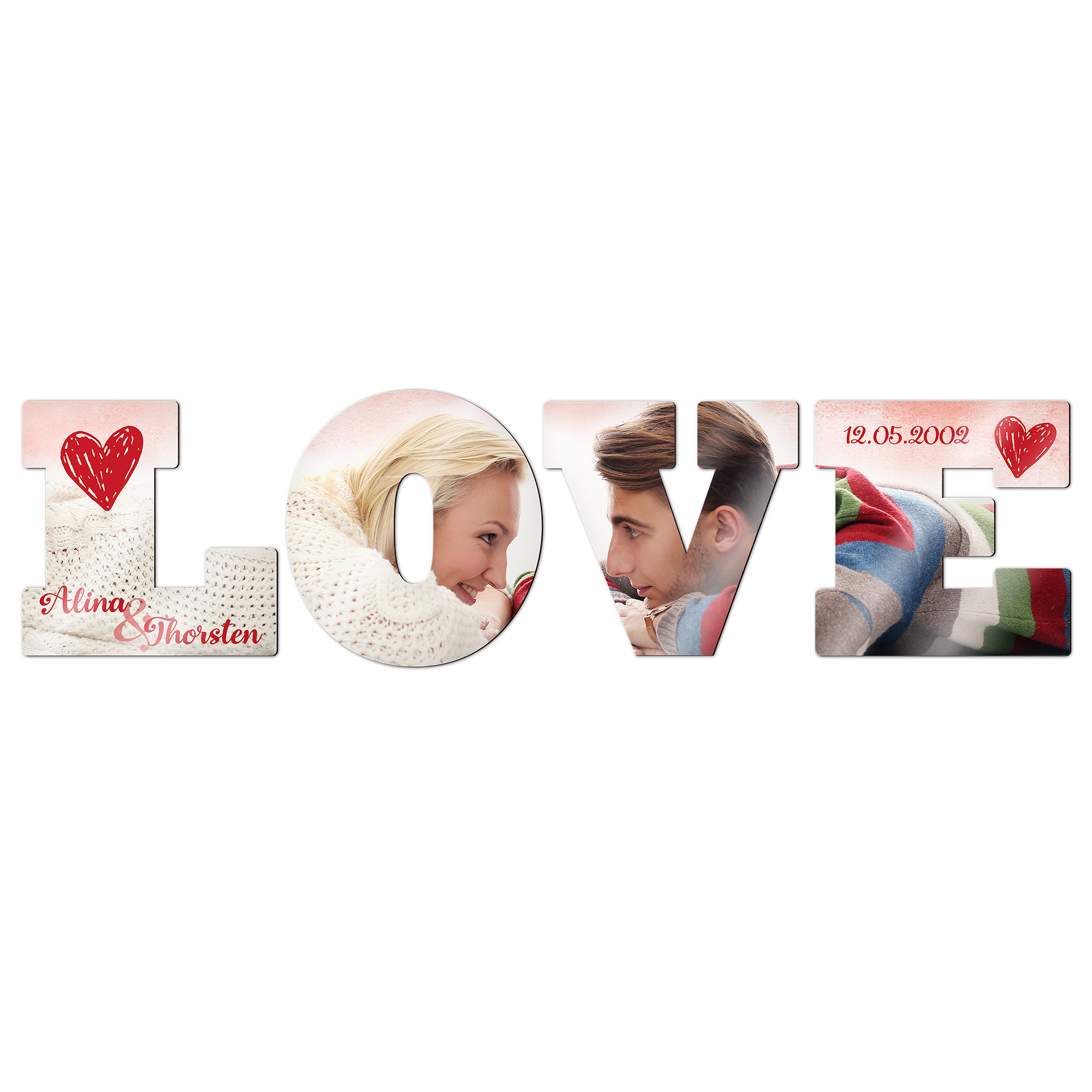 Ensemble de lettres individuelles Sublistar® en MDF LOVE Hauteur 14 cm, 3 mm d'épaisseur