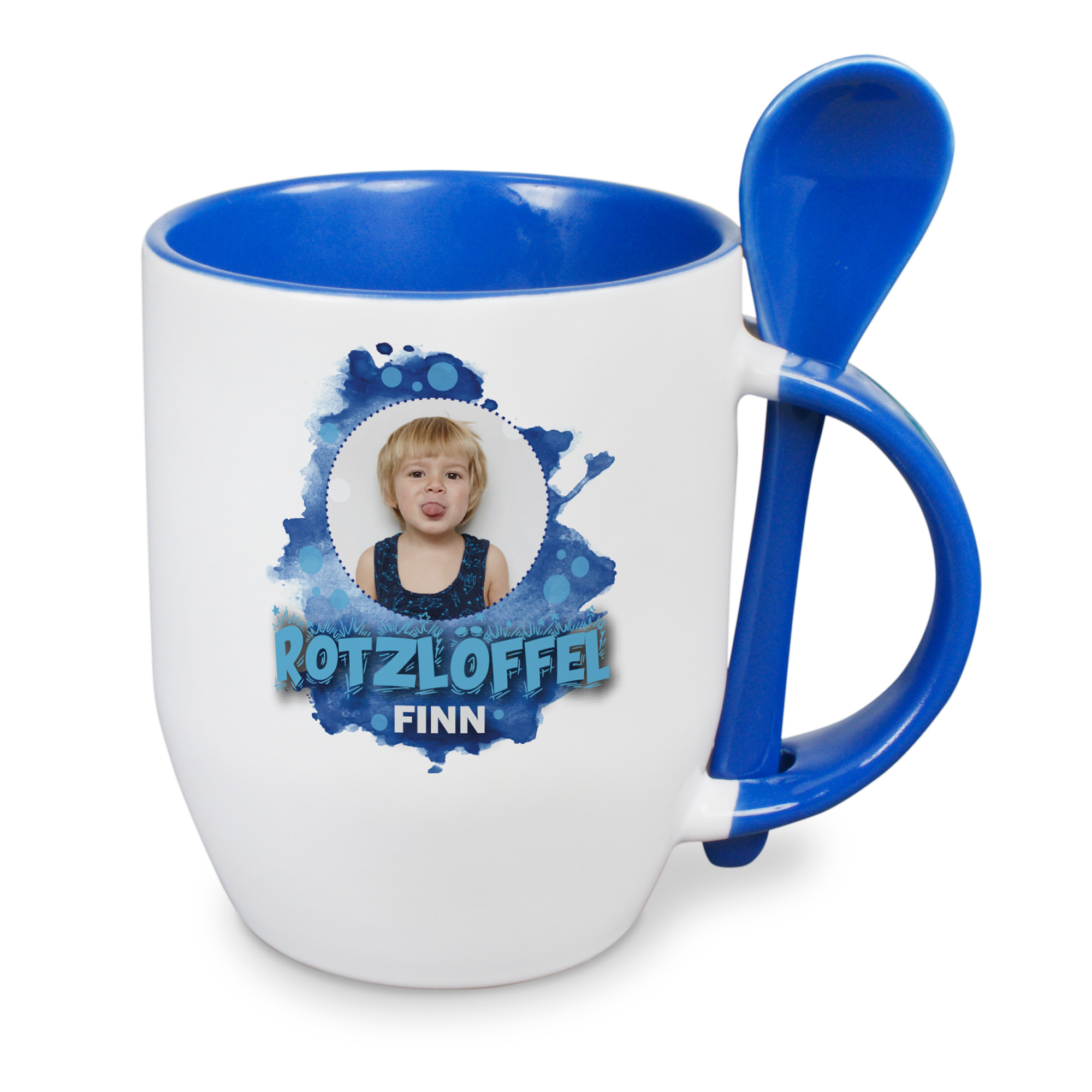 Ceramic mug TWO TONES & spoon, Orca™ Coating, various colours