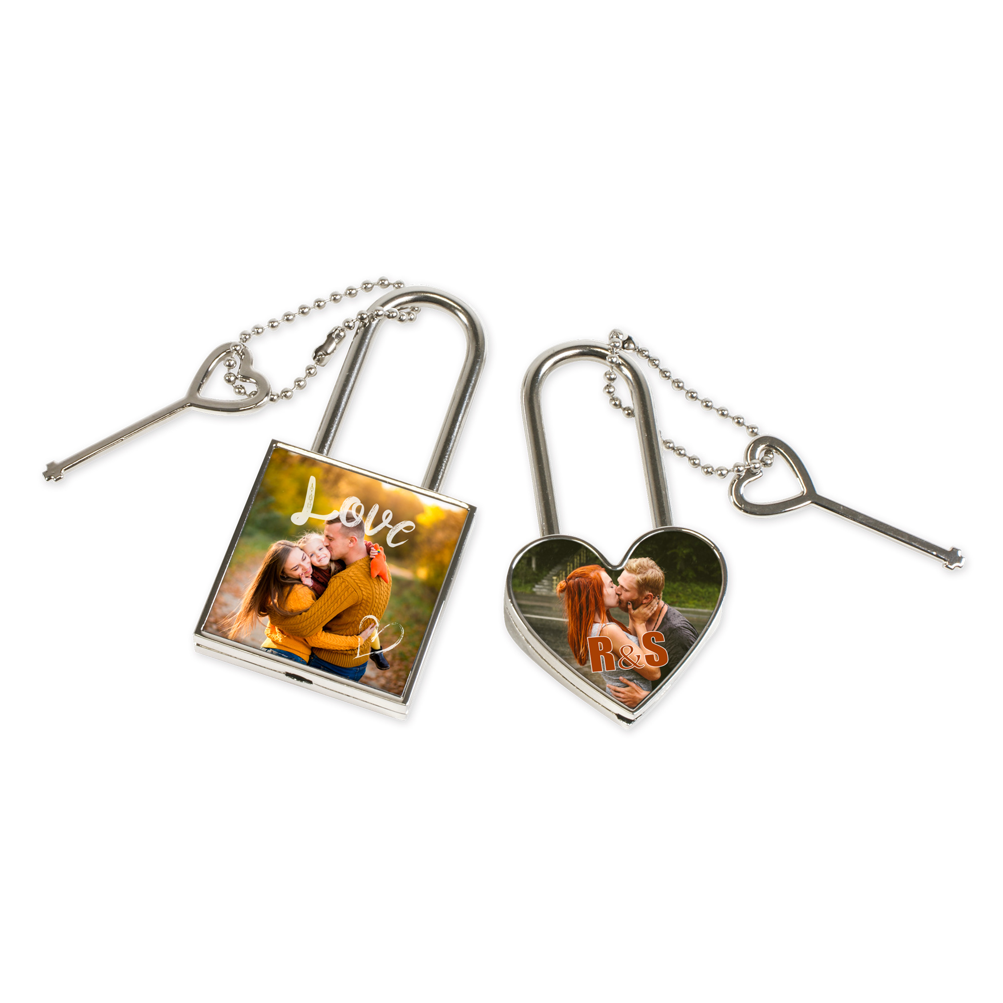 Cadenas d’amour, verrouillable, avec empiècement en aluminium, diverses tailles
