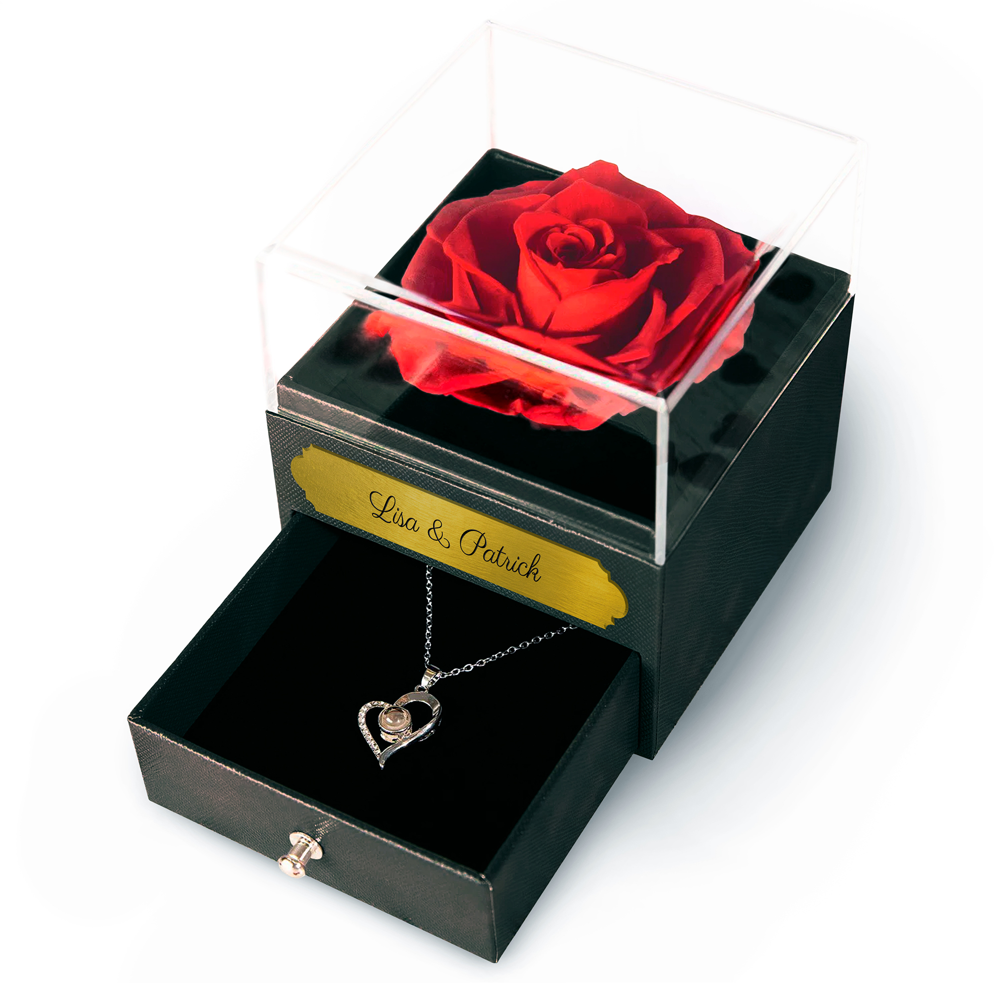 Eternal rose in a gift box, incl. chain with a heart pendant, 80 pcs./carton