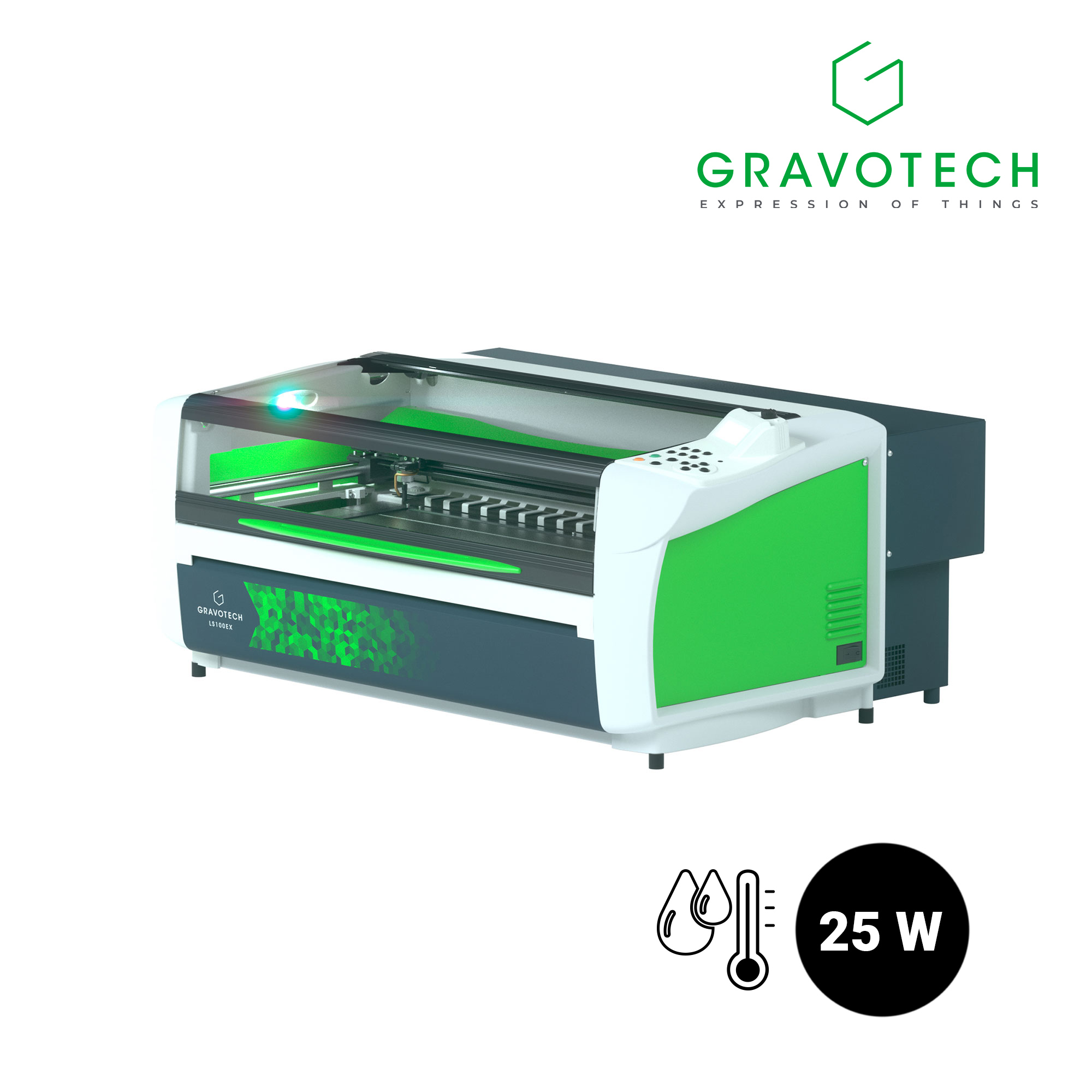 Gravotech LS100EX CO2 Lasergravierer, 25 Watt CO2 Laser mit Wasserkühlung