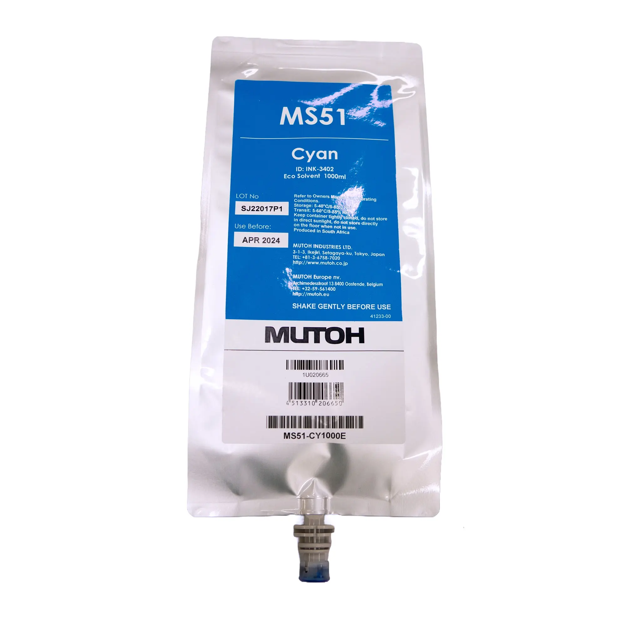 MS51 Eco Solvent Ink für XpertJet 1341 / 1641 / 1682, div. Farben, 1.000-ml-Beutel